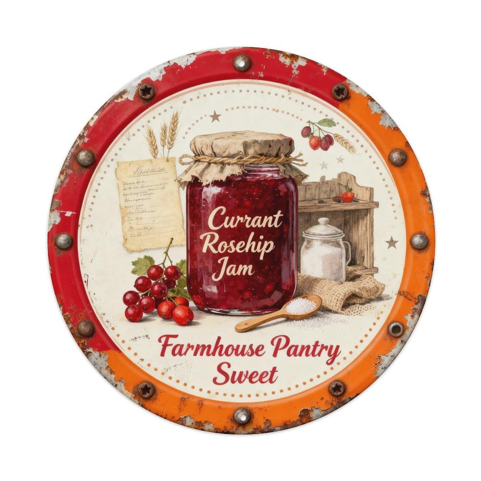 Currant Rosehip Jam Metal Tin Sign Plaque