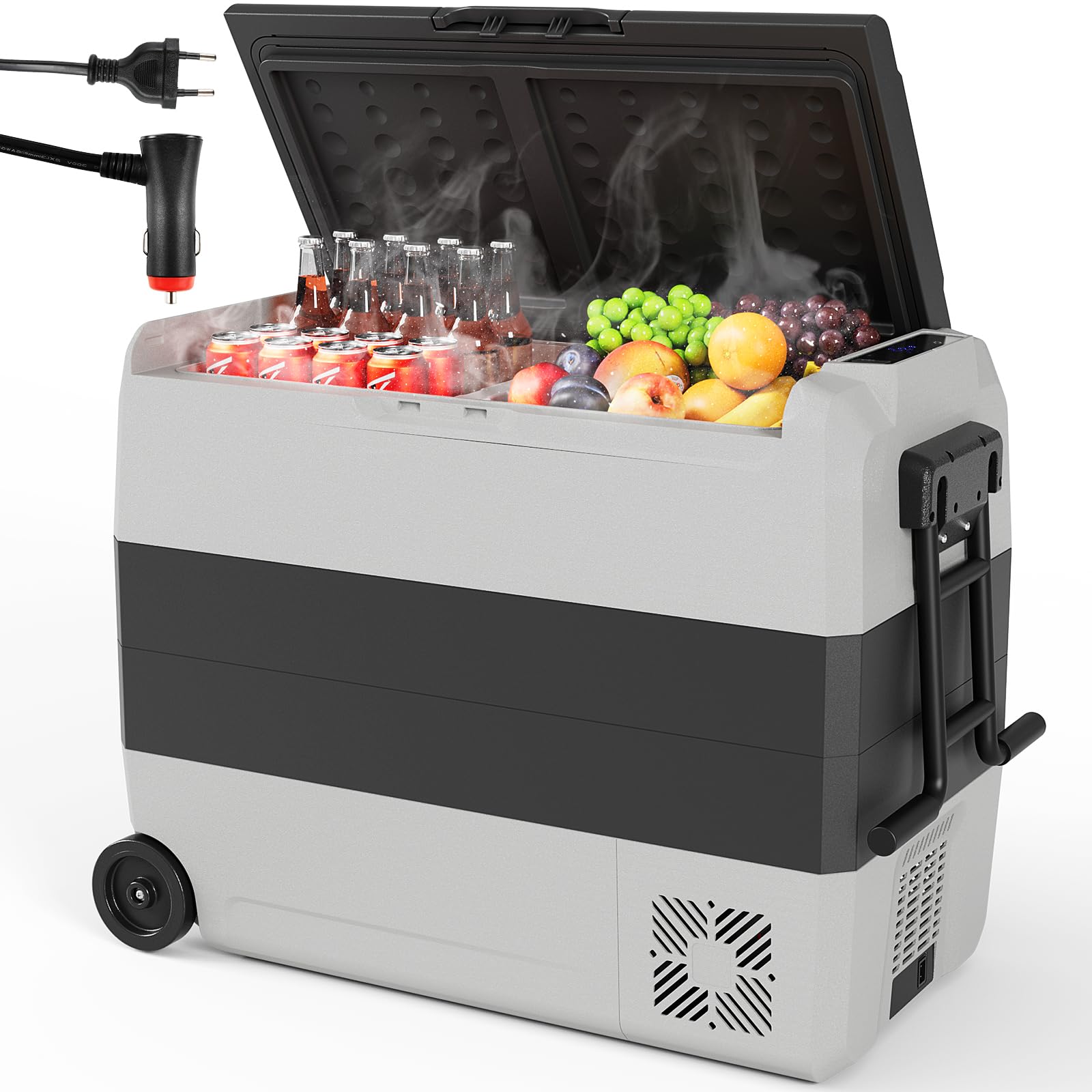 LIFERUN Frigorifero a Compressore, 56,5L Congelatore Elettrico con Luce LED