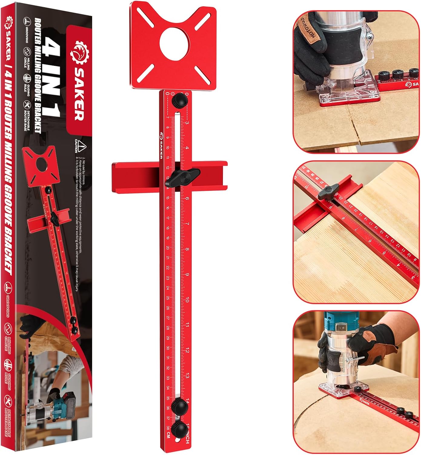 Saker New 4 in 1 Router Milling Groove Bracket|Cabinet Hardware Jig with Automatic Center Punch|Router Milling Groove Bracket Advantages|Router Guides for Woodworking