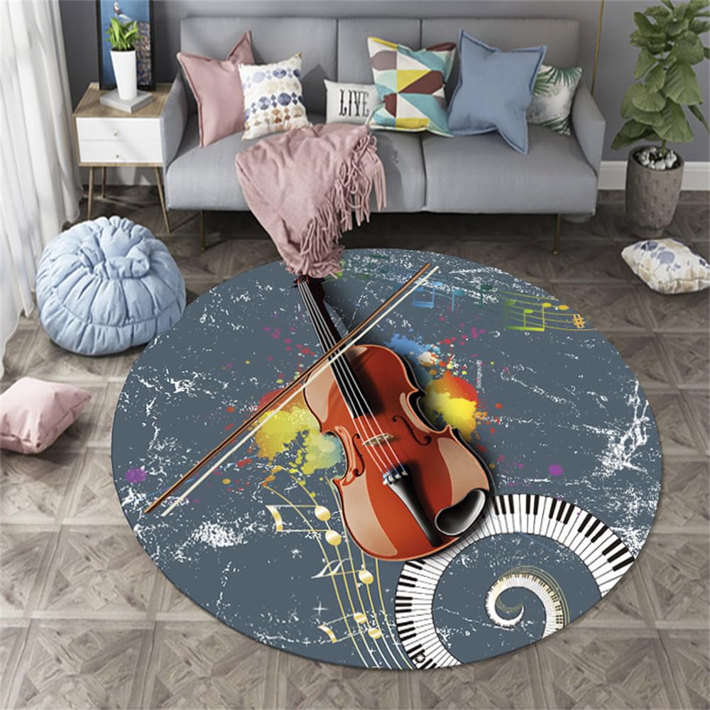 Tapis de sol salon au motif musical de violon pour terrasse