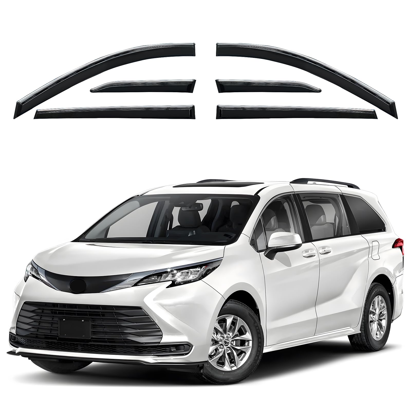 Photo 1 of [DAMAGED] [MISSING PARTS] MNGYNUKA Rain Guards Window Visors for Toyota Sienna 2021-2026 6Pcs Chrome