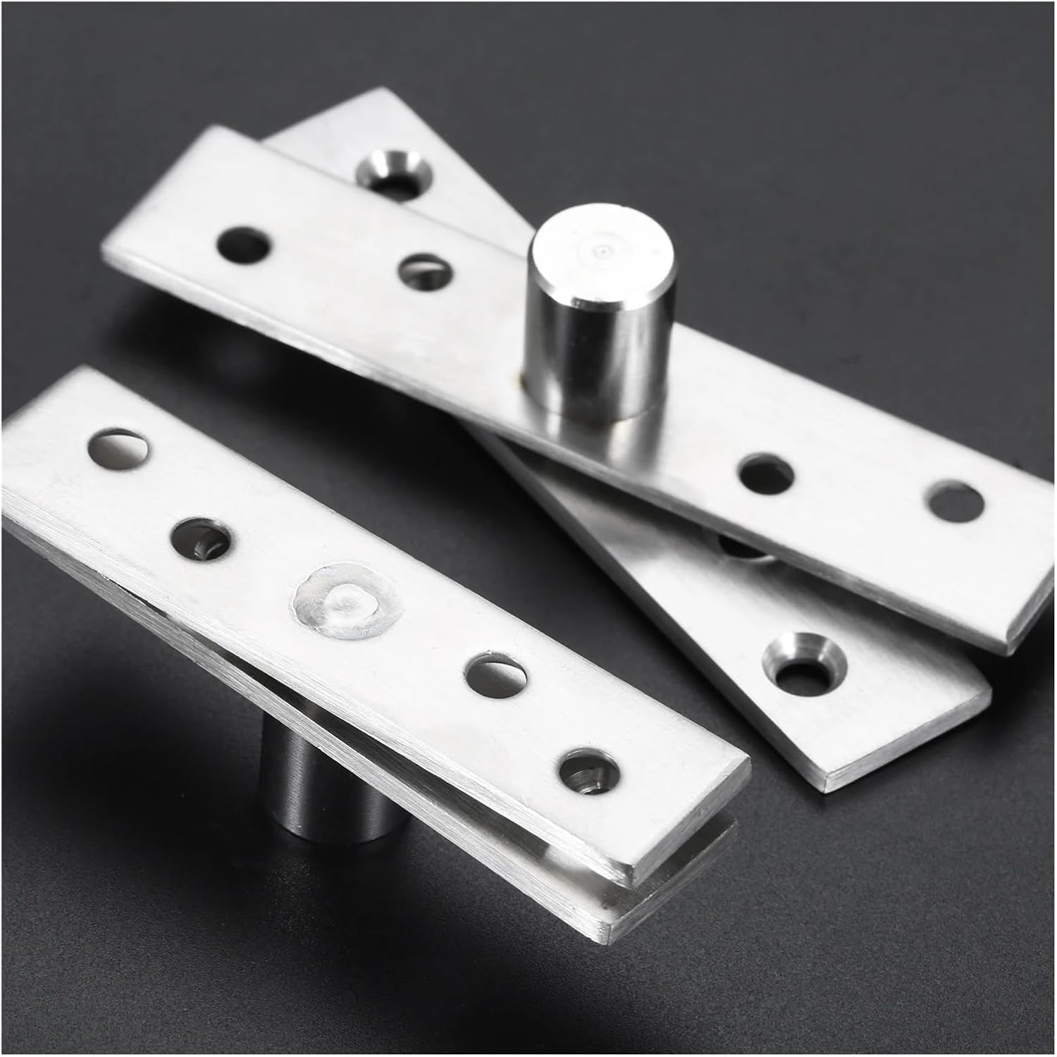 1 Set 360 Degree Rotating Door Pivot Hinge Upper and Lower Positioning Axis Hidden Door Hinge Stainless Steel Silver