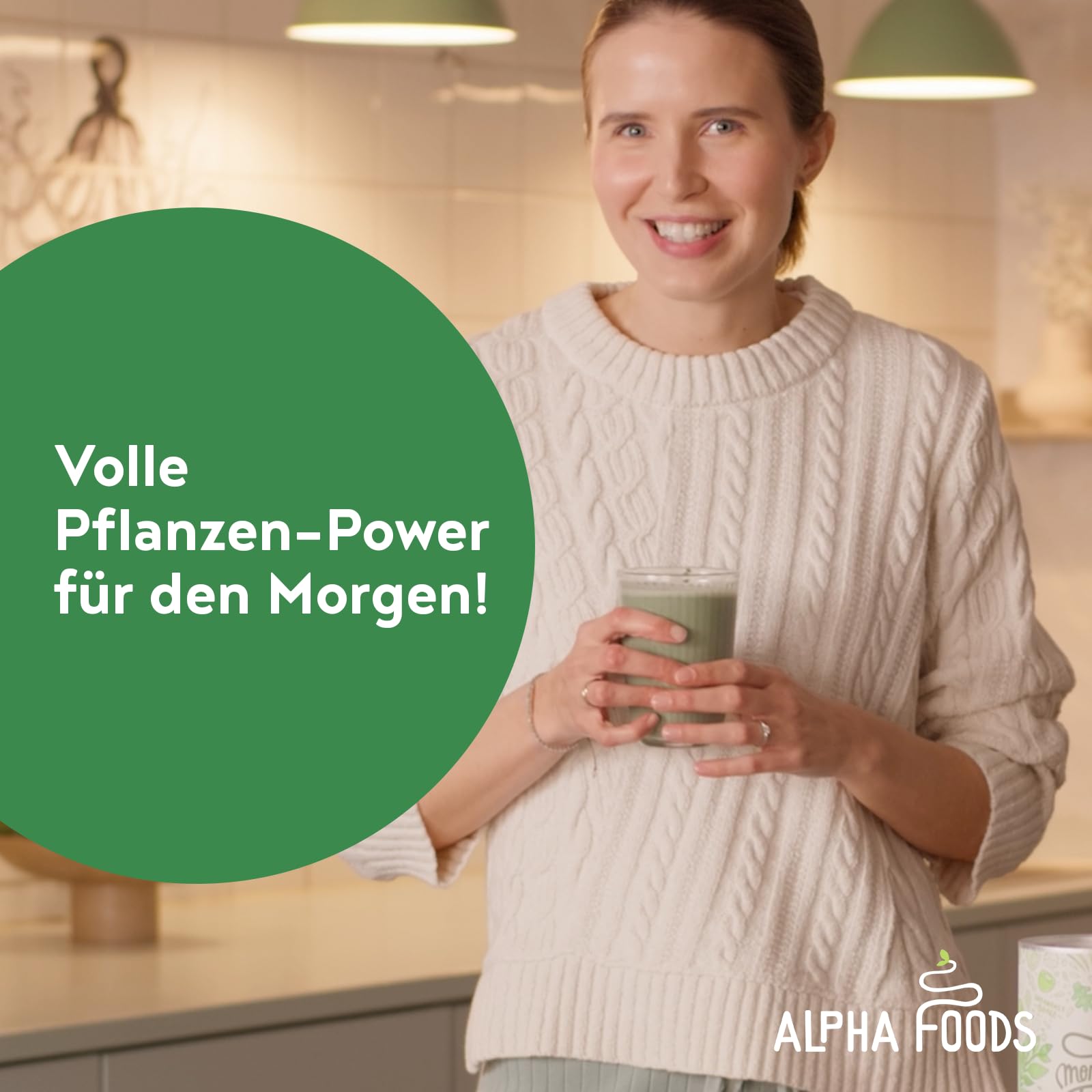 Alpha Foods Morning Fuel Vanille Matcha Shake, Morgens Satt & Gesund, Vitamin- und Nährstoffreiche Frühstücksmischung mit Protein aus Samen, Quinoa & Mandeln, 600 Gramm Pulver, 20 Portionen