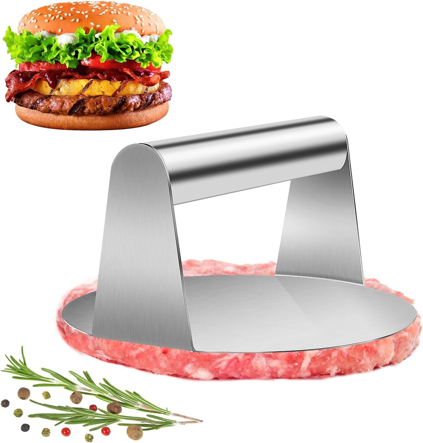 JUANSHI® Pressa per Hamburger in Acciaio Inox con 100 Fogli di Carta da