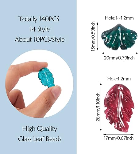 Miniatura 97 de Craftdady Dijes de cuentas de hojas de arce transparentes, colgantes colgantes de adorno para colgar, bonitos dijes para collares, pulseras, Hoja