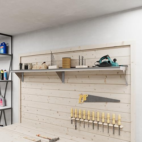 Miniatura 5 de AmGood Estante de pared de acero inoxidable de 72 pulgadas de largo x 10 pulgadas de profundidad  Certificado NSF  Estantería de metal para