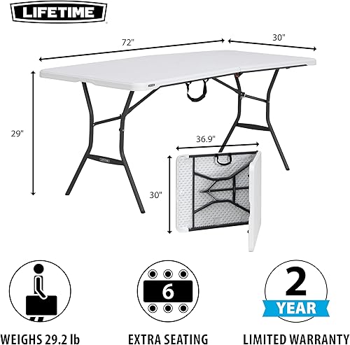 Miniatura 3 de Lifetime Plegable de 6 pies en media mesa, granito blanco