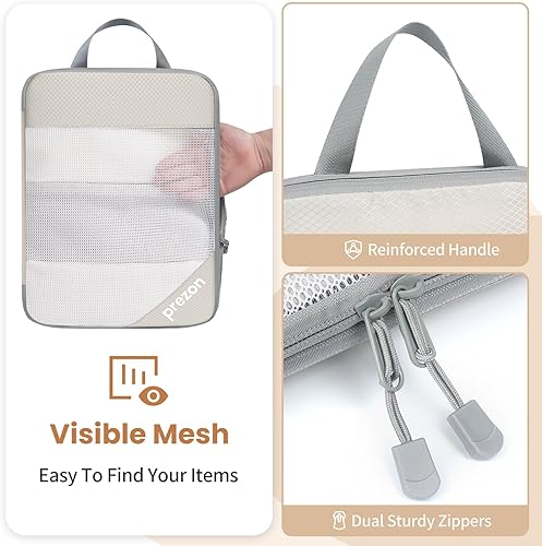 Vista 4 de Juego de 8 juegos6 juegos4 cubos de compresión para viajes, artículos esenciales ligeros de viaje para vacaciones, accesorios de viaje para maleta