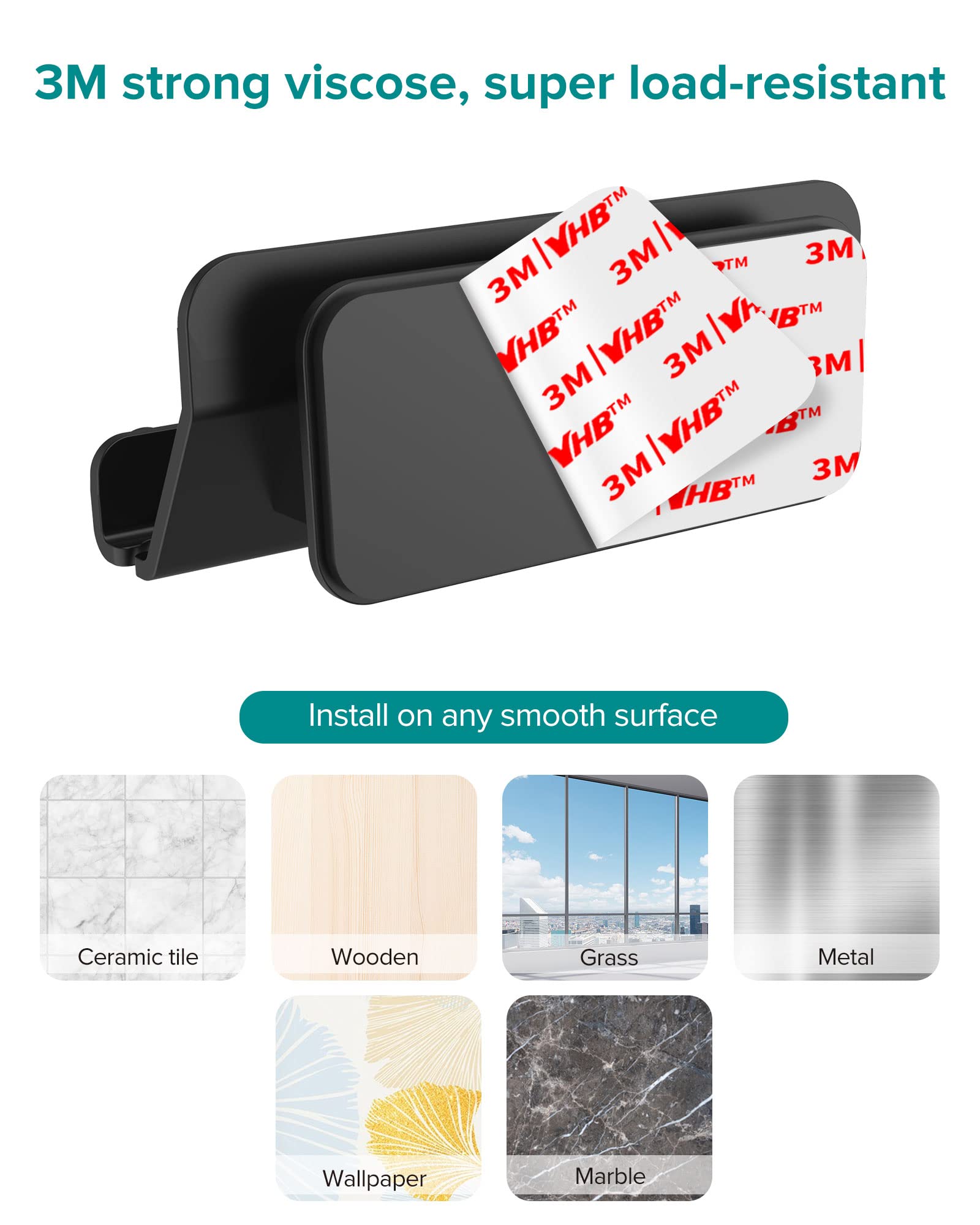 HomeMount Universal Handy Wandhalterung & Ständer, Selbstklebender Smartphone Halter Für Wand, Tisch & Küche – Kompatibel Mit Mini-iPads & Handys, Weiß