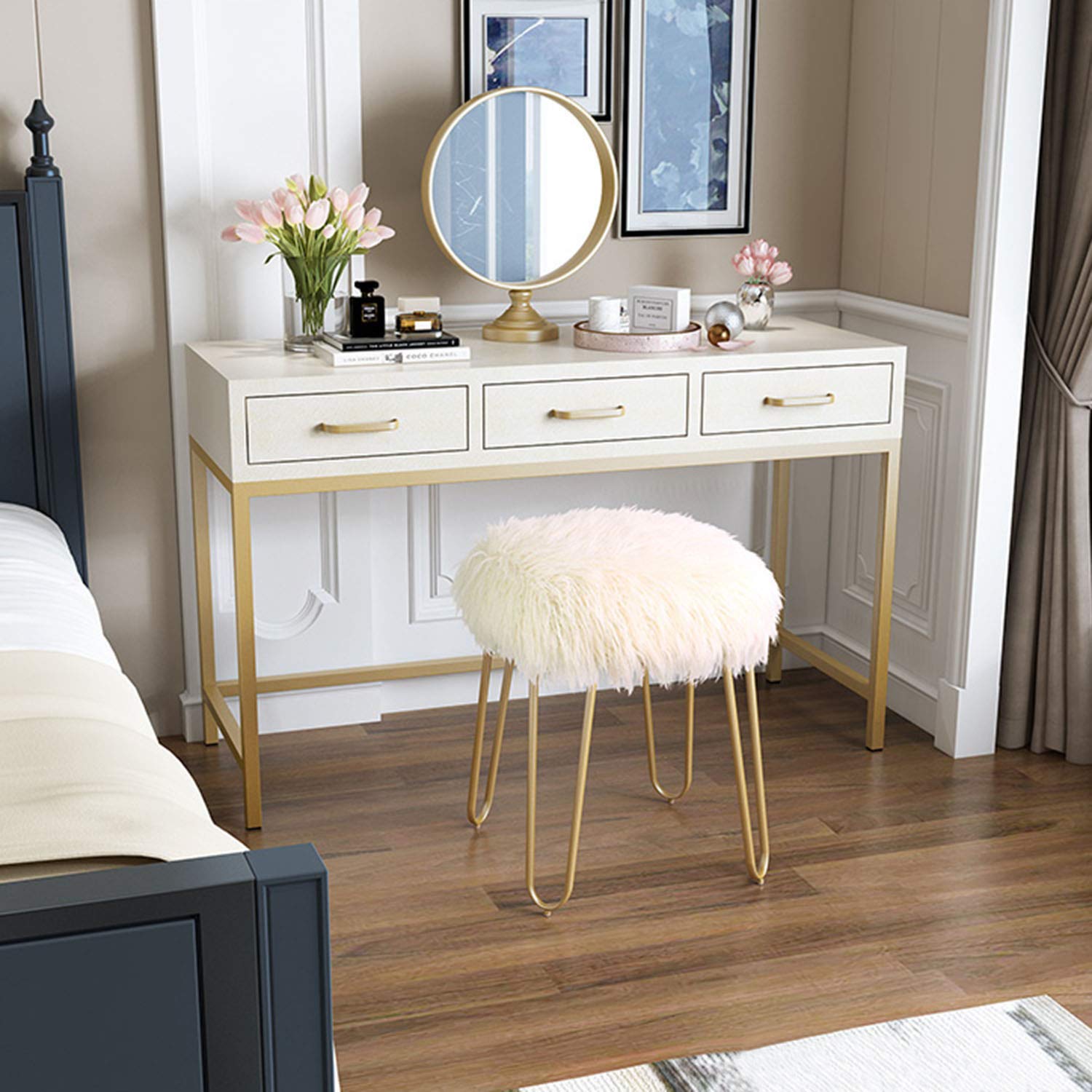 Sgabello Con Fiocco LIFEZEAL Sgabello Da Tucco In Pelliccia