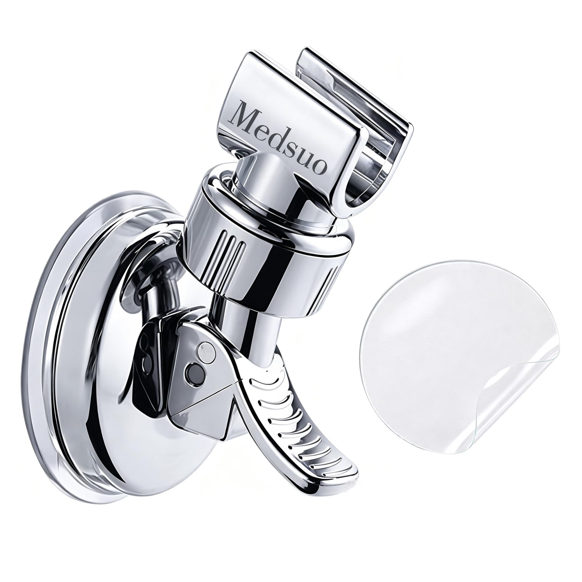 Medsuo Adjustable Shower Head Holder Removable Suction Cup Shower Head Bracket No Drill Shower Head Bracket with Chrome Polished for Bathroom