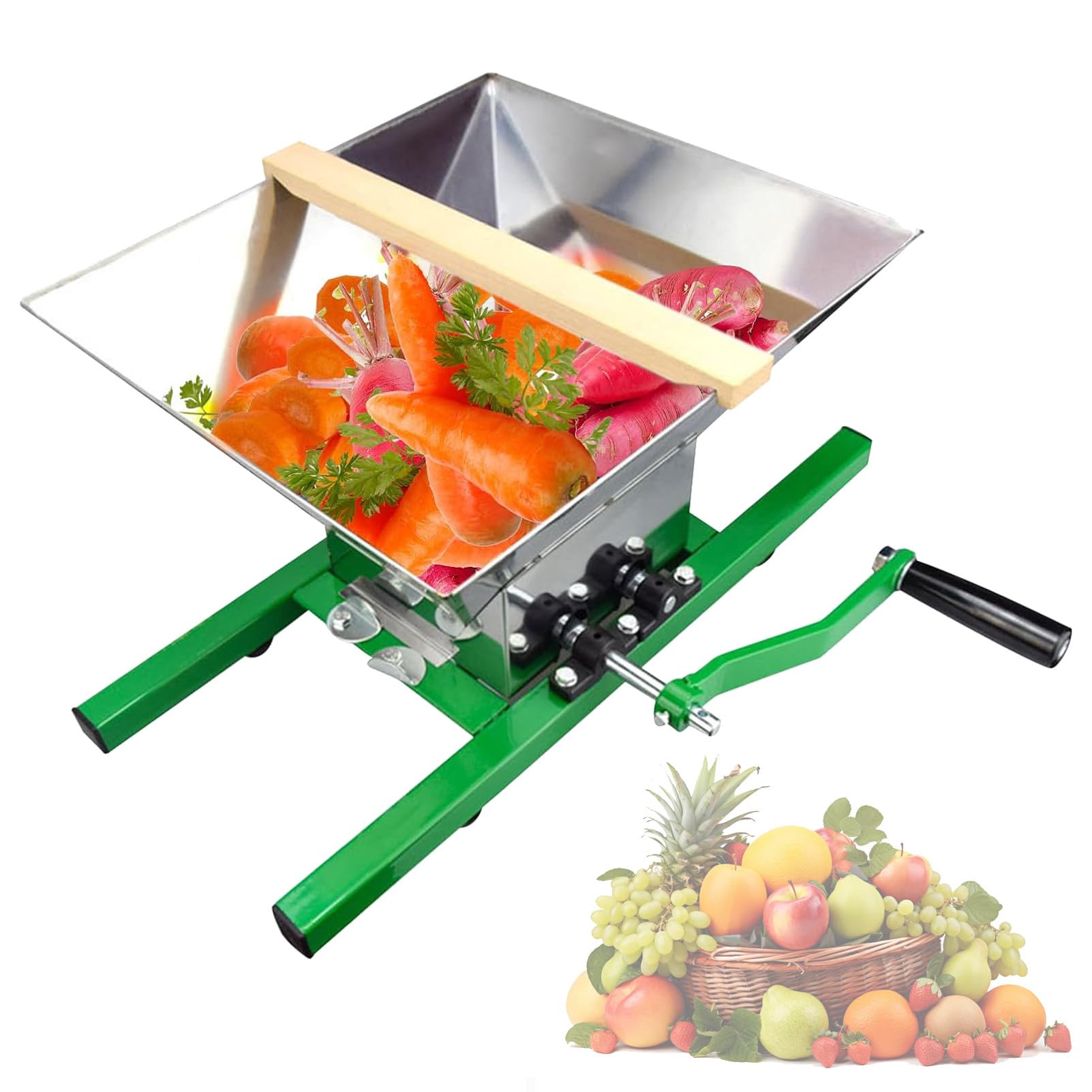 Broyeur Manuel De Fruits,7 L Pressoir Presse De Pomme Et Poire, avec Manivelle Et Entonnoir en Acier Inoxydable,pour Fruits, LéGumes Et Vin Green-Crusher
