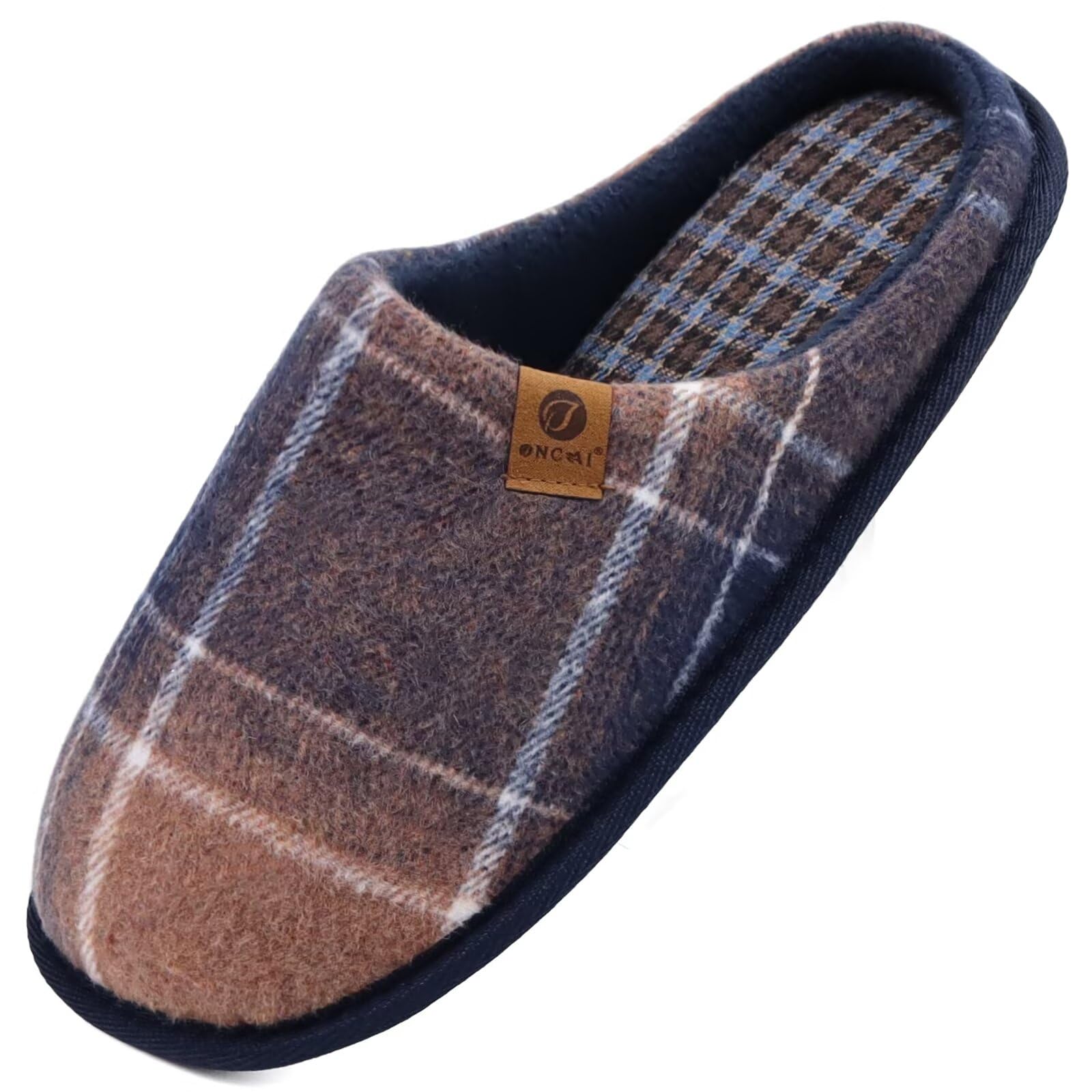 ONCAI Pantofole da Uomo Invernali, Comoda Memory Foam Calde Scarpe da Casa in Lana Con Suola Antiscivolo Taglia 40-49 EU
