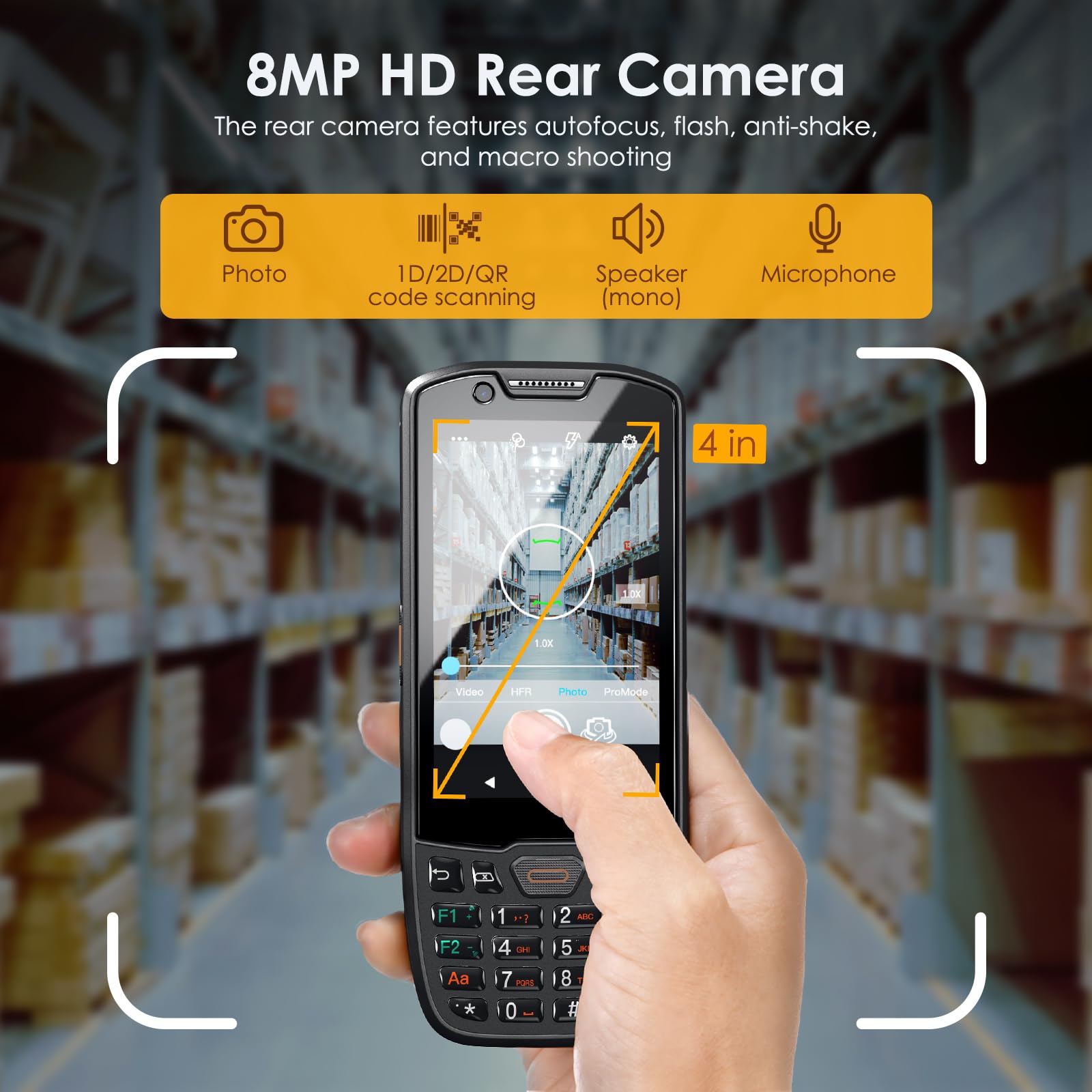 Bisofice K40 PDA Handheld Barcode, Handheld Terminal mit 1D 2D QR Code Scanner, Android 13, unterstützt 4G und Wi-Fi Bluetooth, mit GPS, für Einzelhandel und Lager