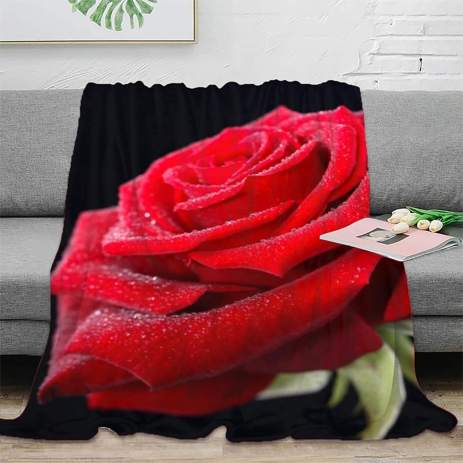 Couverture Polaire 180 x 220 cm Rose, Plaid Polaire Usine Couverture 3D Imprimée Flanelle Blanket Literie 2 Personnes, Couvertures Doux et Chaude pour Canape Lit D29