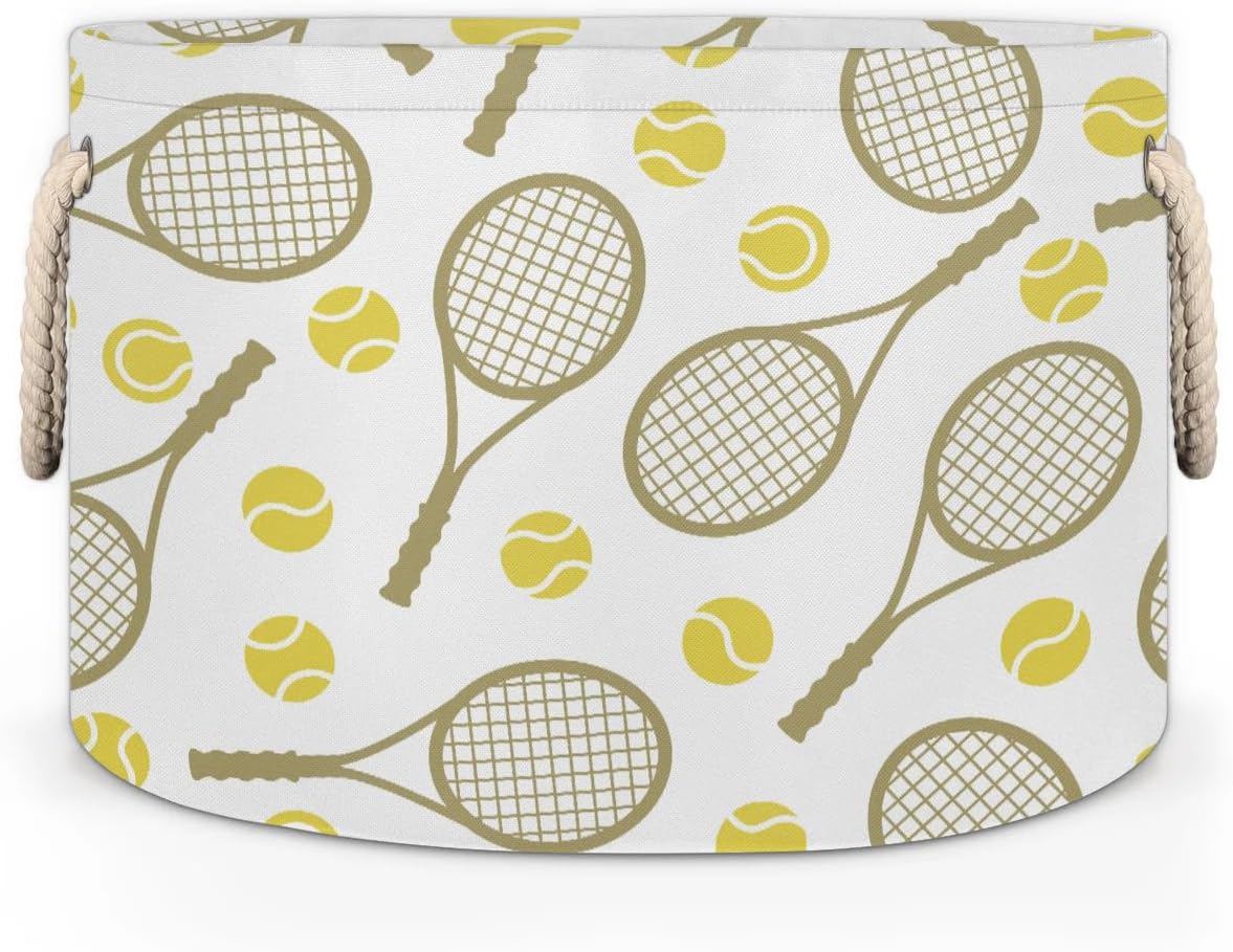 Pardick Large Round Storage Basket Sports Tennis Collapsible Circle Storage Bin Laundry Hamper With Handle for Kids Boy Girls Toy Bedroom Living Room Nursery Home Room Decor Storage Organizer