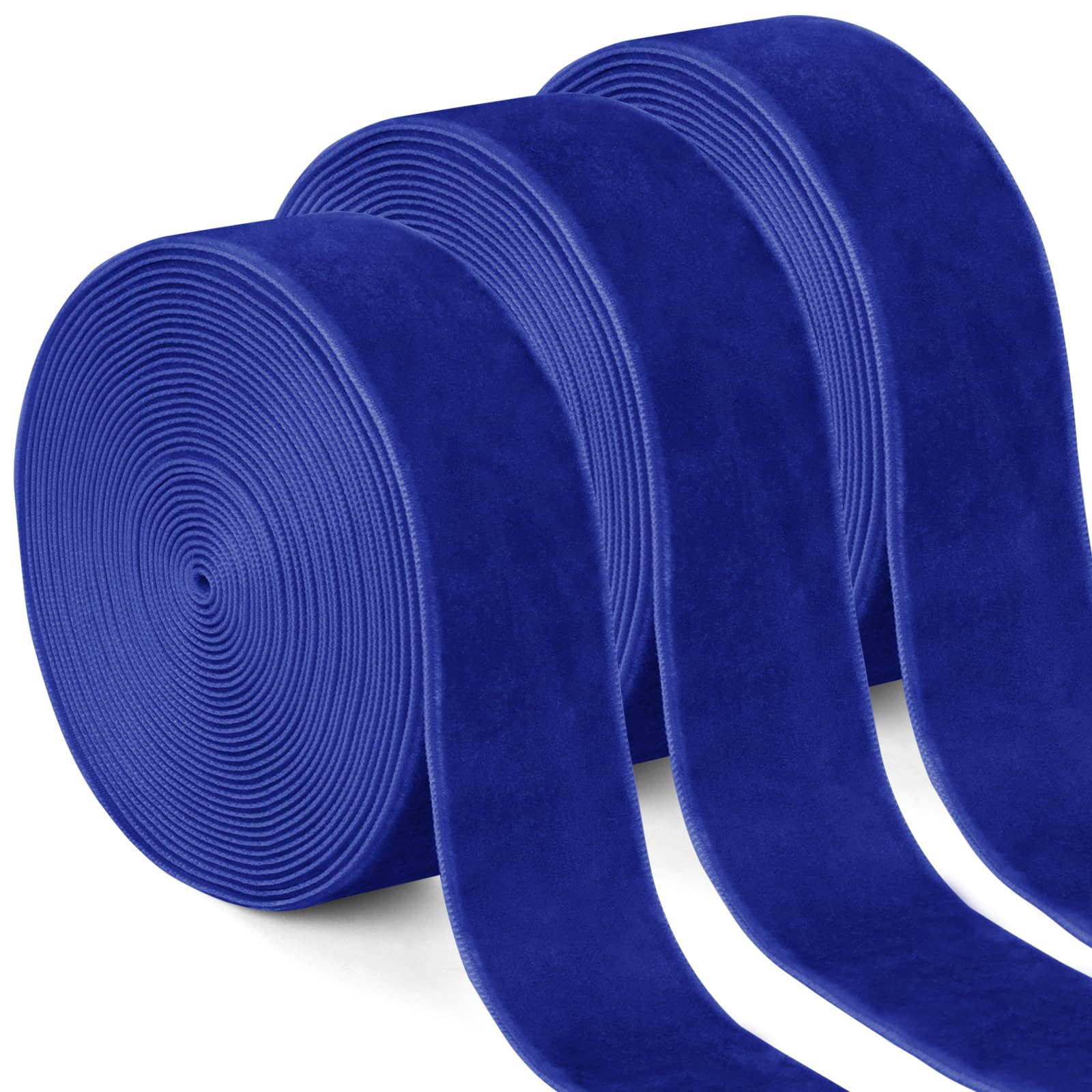 Uiopa 3 Rolls Royal Blue Velvet Ribbon 25mm x 4.5m Single-Sided Velvet Vintage Gift Ribbon Fabric Trim for Gift Wrapping, Wreaths, Flower Bouquets, Home Decor, DIY Crafts
