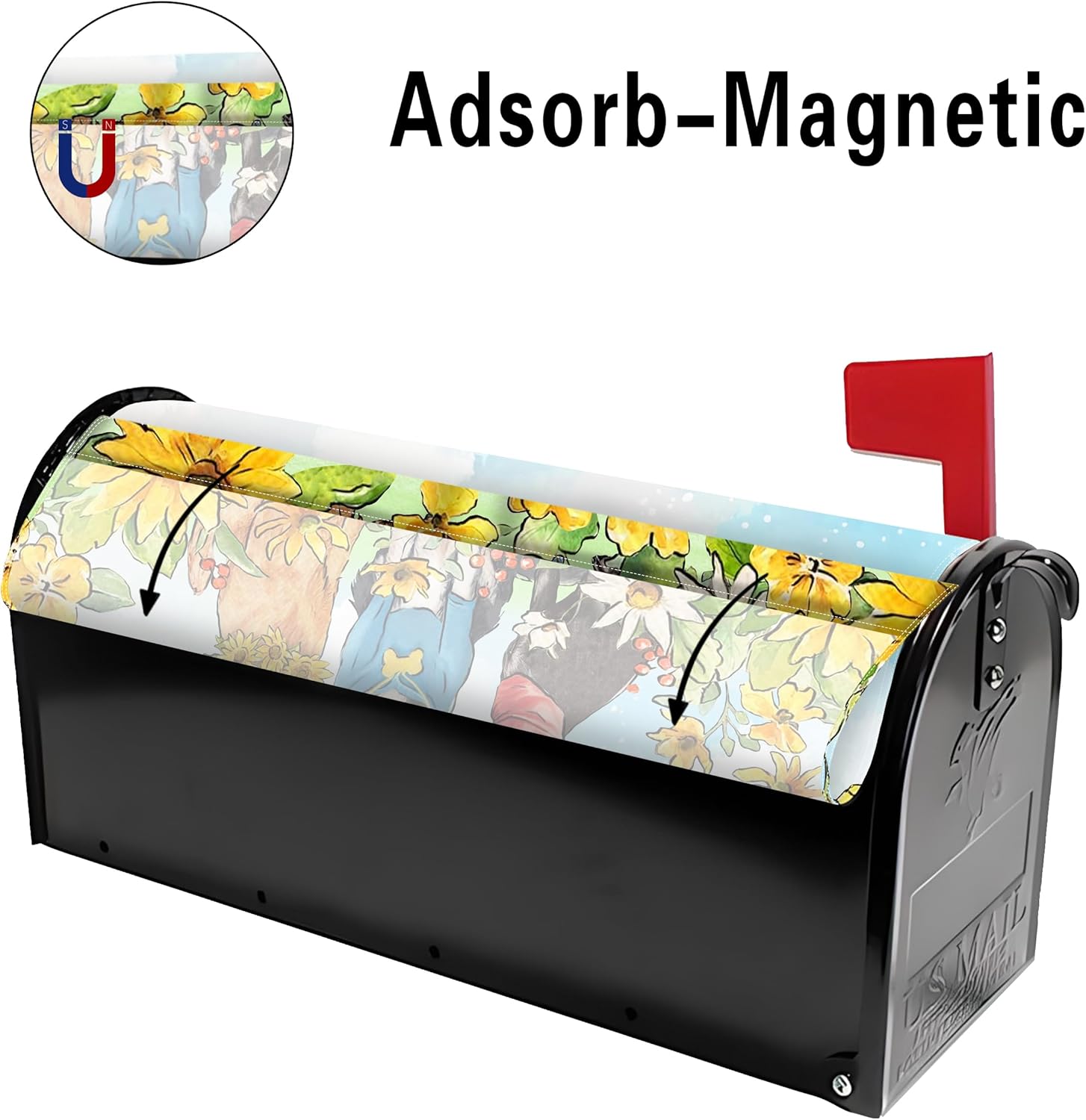 Spring Dog Mailbox Cover 25.5x21 Inch, Spring is in The Air Post Letter Box Covers, Spring Seasonal Holiday Magnetic Waterproof Mail Wraps for Outdoor Yard Garden Standard Mailbox Decor