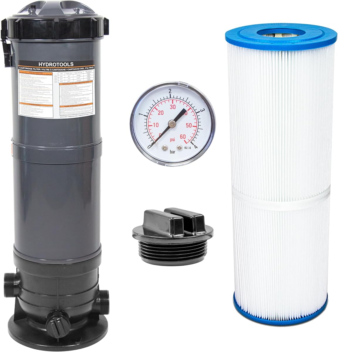 Swimline HYDROTOOLS Sure-Flo Cartridge Pool Filter Tank & Element ONLY for Above Ground Pools | 70 SQ FT | for Pools Up to 19000 Gallons | Energy Efficient | Non-Corrosive Materials