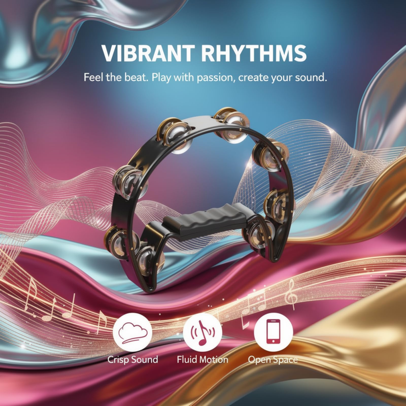 Lot de 6 instruments de percussion, 2 tambourins demi-lune à jingles métalliques, 1 paire de maracas, 1 paire de shakers en forme d'œuf, pour adultes, participants, fêtes, répétitions, sessions