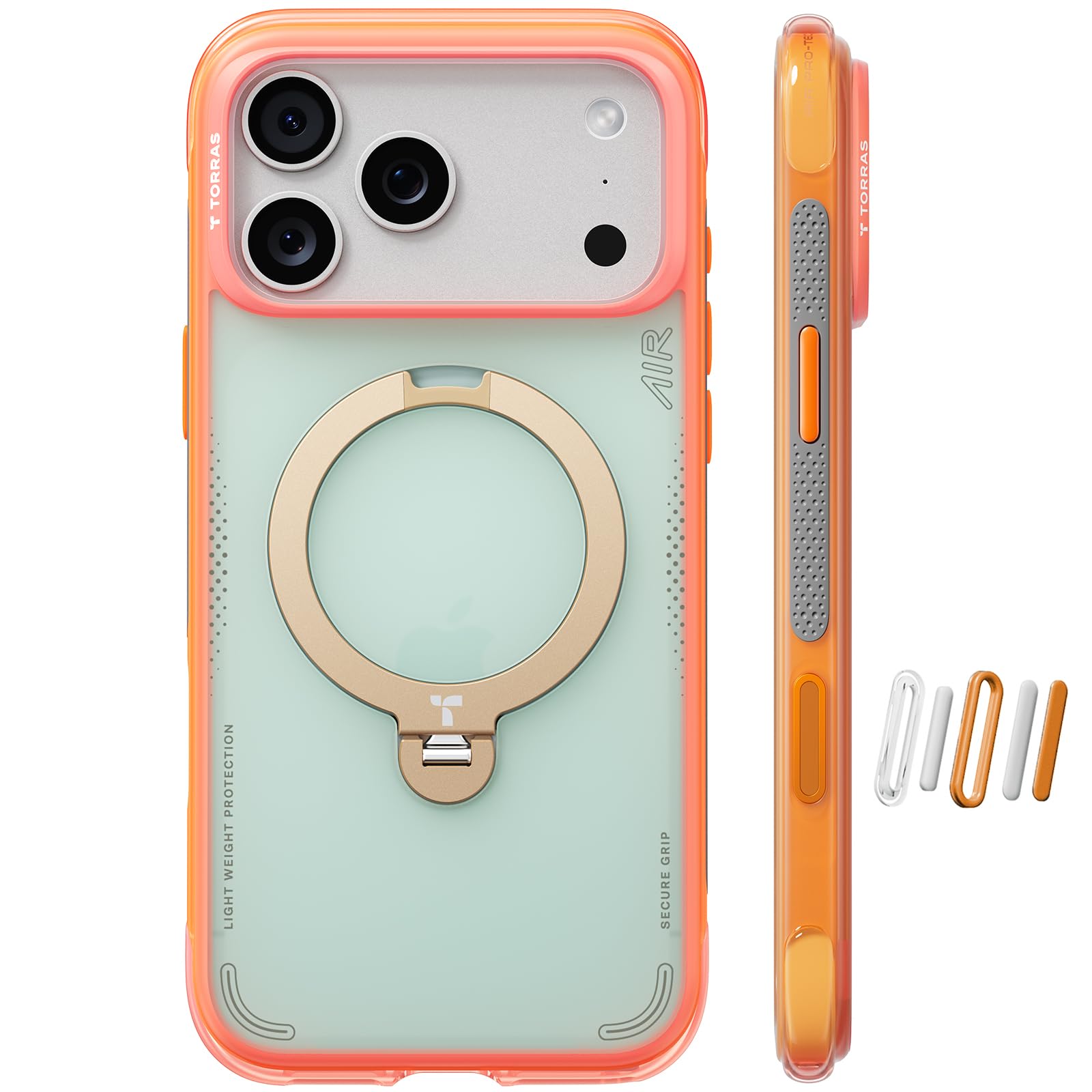 Photo 1 of TORRAS Q3 Air Case for iPhone 17 Pro Max with Magnetic Stand - Coral Breeze