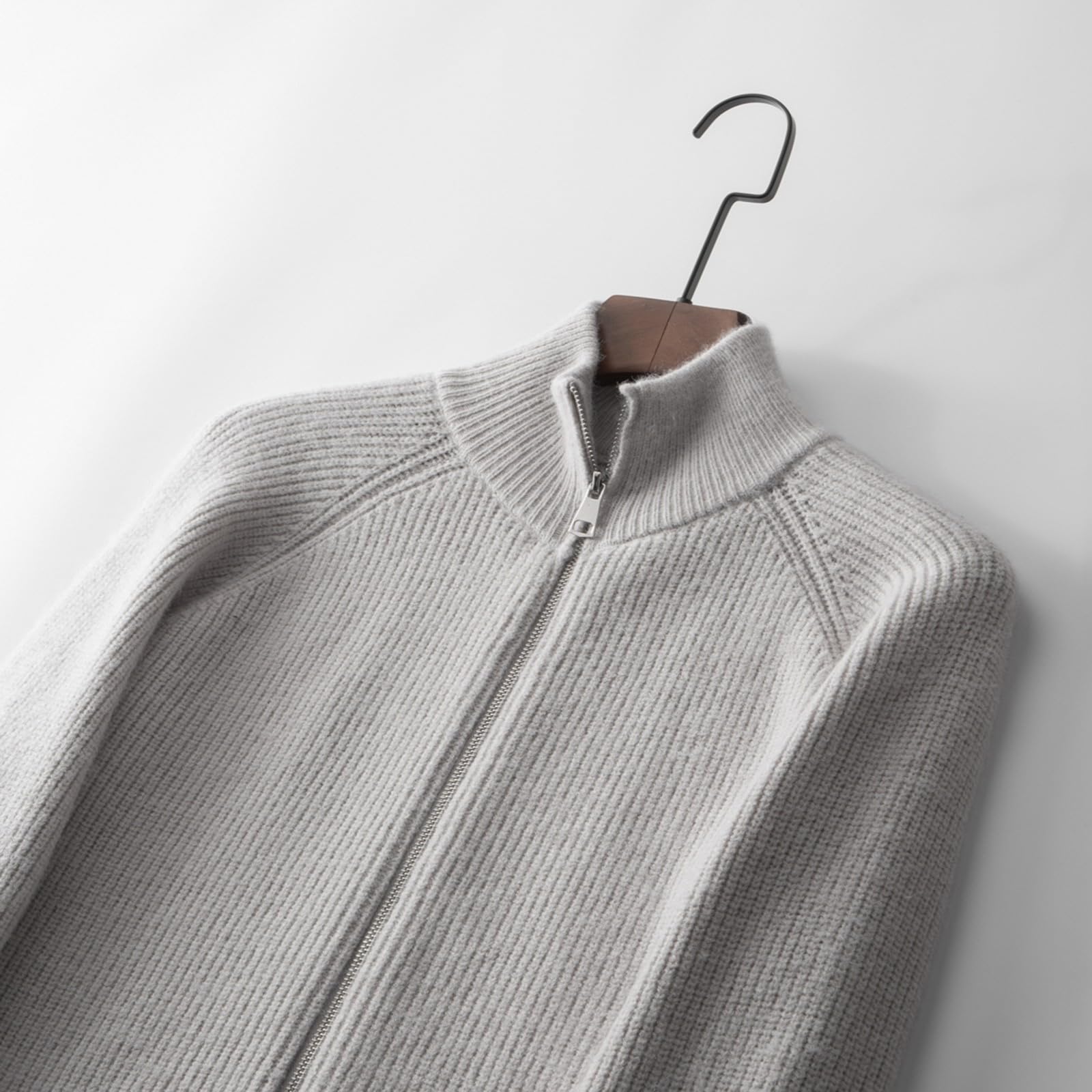 Jersey Hombre Invierno SuéTer Manga Larga Suéter Cardigan de Hombre con Cremallera Completa, Mangas Raglán y Cuello Reverso, Estilo Casual