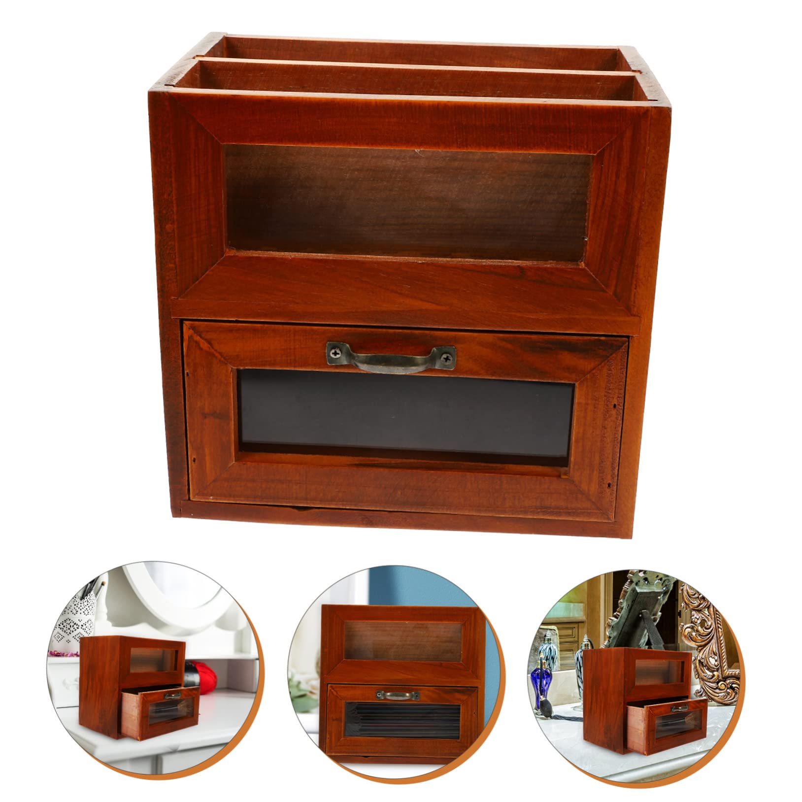 Ciieeo Organisateur De Rangement Pour Bijoux Armoire De Bureau En Bois Boîte De Rangement Pour Pinceaux De Maquillage - Tabletop