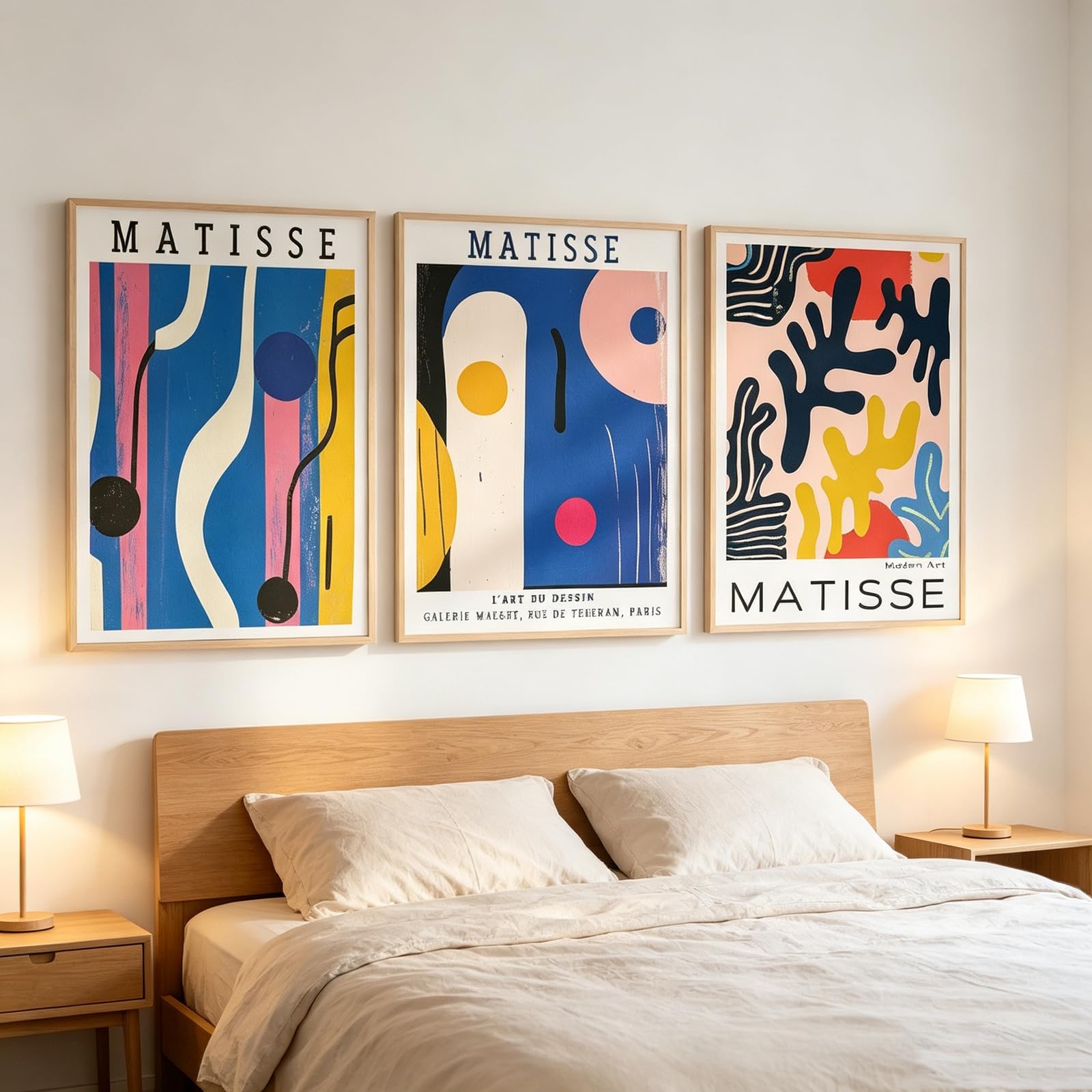 ZBELLO Set of 3 Posters, Colourful Abstract Matisse Wall Art, Mid-Century Modern Style Wall Art for The Living Room, Bedroom and Home Decor, Unframed (40x50cm)