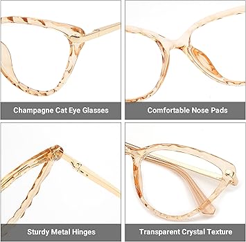 Zeelool Women's Trendy Crystal TR90 Oversized Cat Eye Blue Light