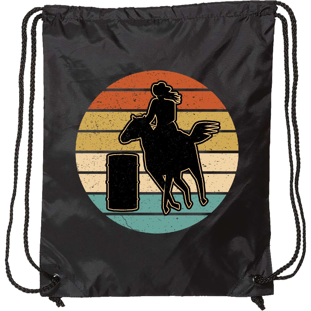 inktastic Rodeo Barrel Racing Cowgirl Drawstring Bag Black 3dc21
