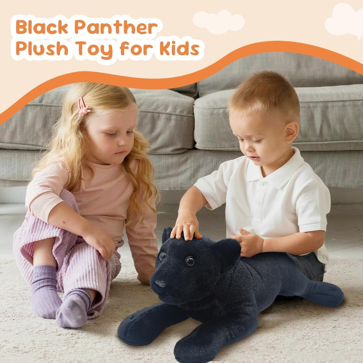 TRAVELKNOT Pantera Nera Peluche La Leoparda Nera Animali della Giungla Simulazione Kawaii Mini Peluche Morbido Natale Compleanno Regalo per Adulti Bambini 60 cm