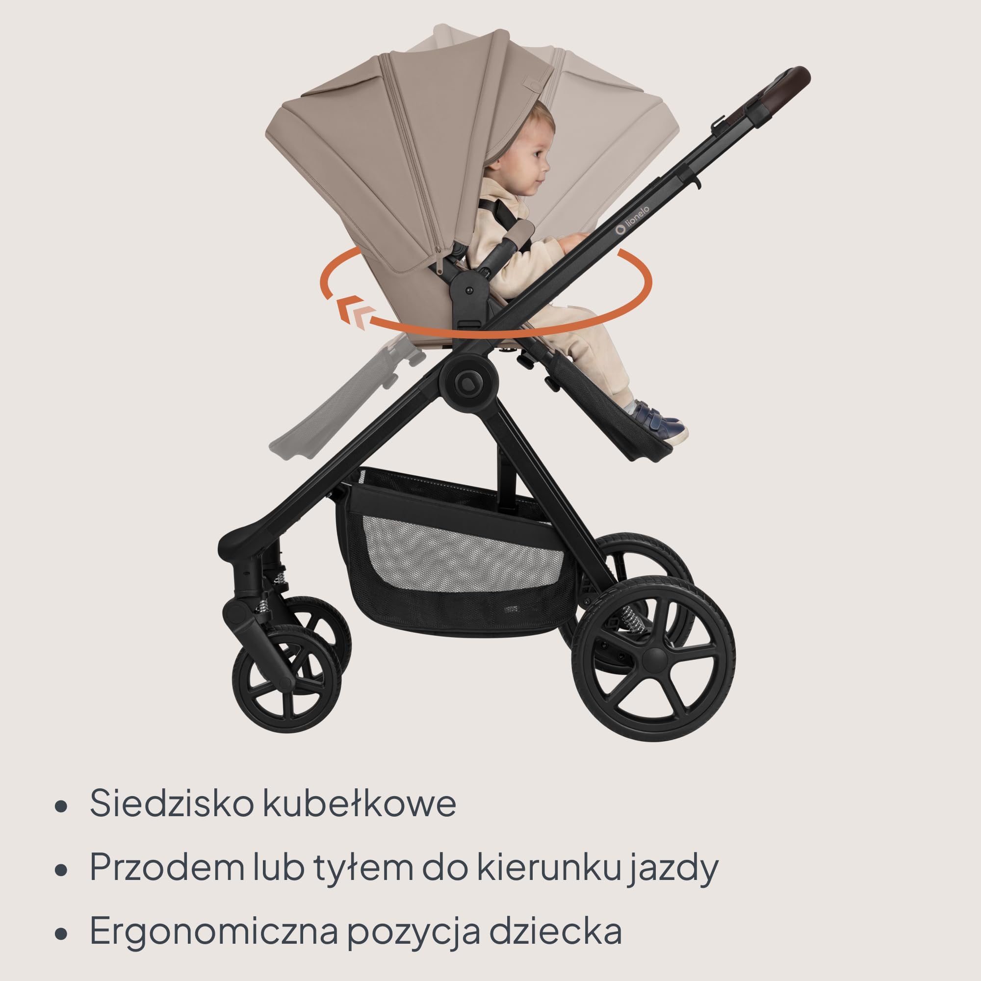 Lionelo Greet Wózek dziecięcy 3 w 1 (0-4 lata, 0-22 kg) | Duża gondola dla dzieci, dwustronne siedzenie, lekka konstrukcja, zawieszenie, pozycja leżąca, UPF50+