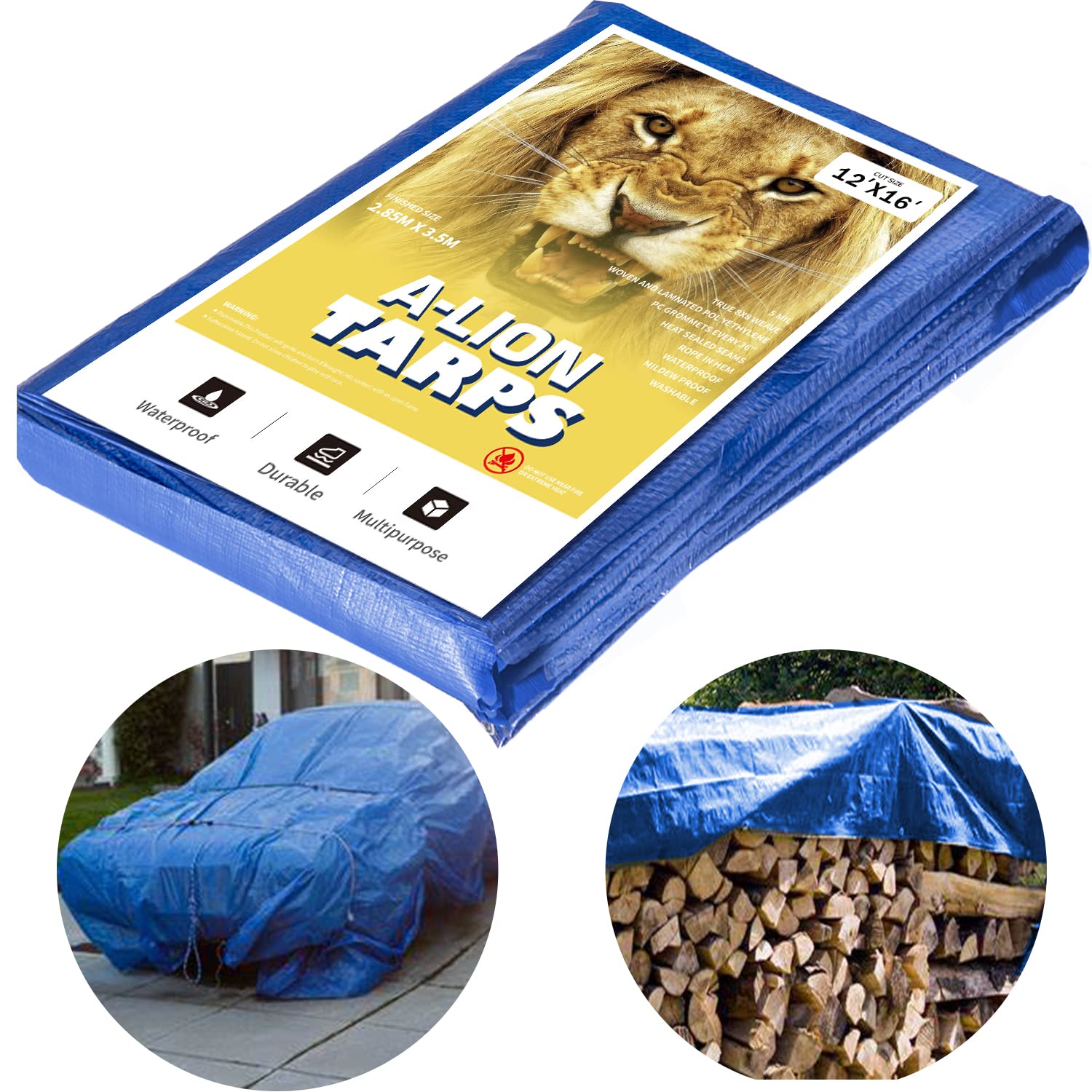 Tarps Waterproof Cover Tarp Heavy Duty Tarp Poly Cover for Roof,Camping,Outdoor,Patio 12X16ft Blue