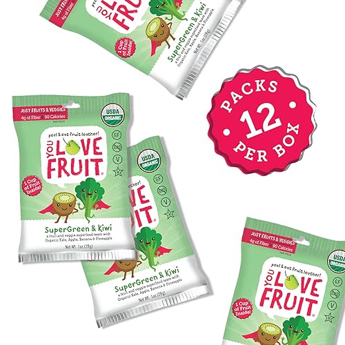 Miniatura 3 de YOU LOVE FRUIT Supergreen & KIWI - Bocadillos de frutas naturales, paquete de aperitivos saludables, fruta real! Sin gluten, sin OMG, vegano,