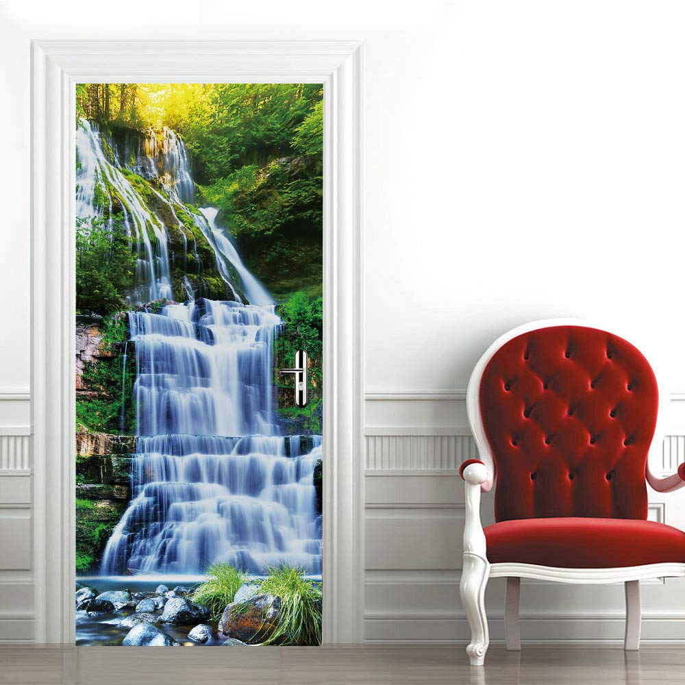 3D Door Wall Sticker HD Decals Self-Adhesive Mural Scenery Fabric Home Decor PVC