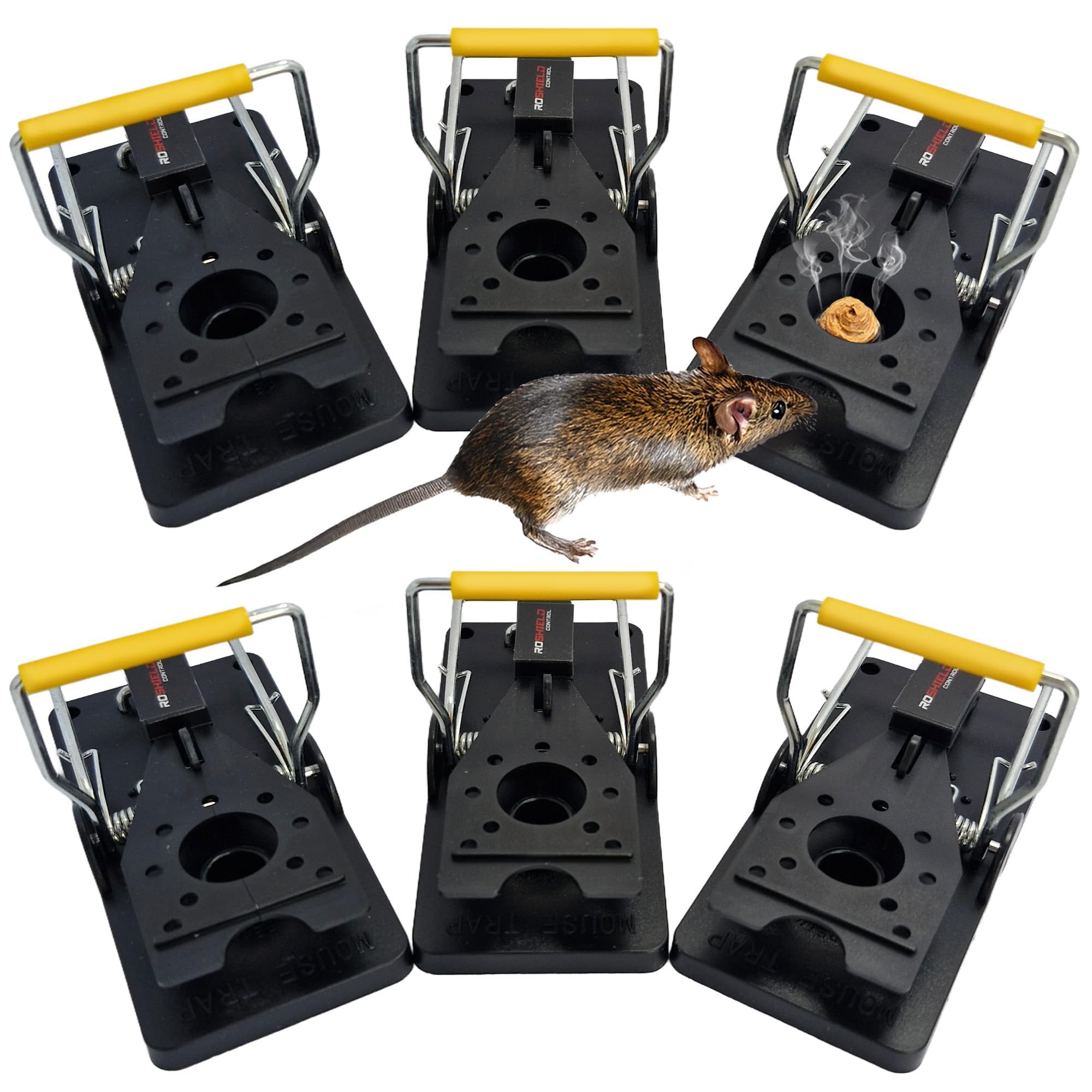 ROSHIELD 6 x Mouse Trap, 6 Pack Heavy Duty Reusable Snap Traps that Kill Instantly, High Sensitive Mice Catcher UK, Safe and Effective Rodent Trap for Indoors and Outdoors, Easy Set-up & Clean