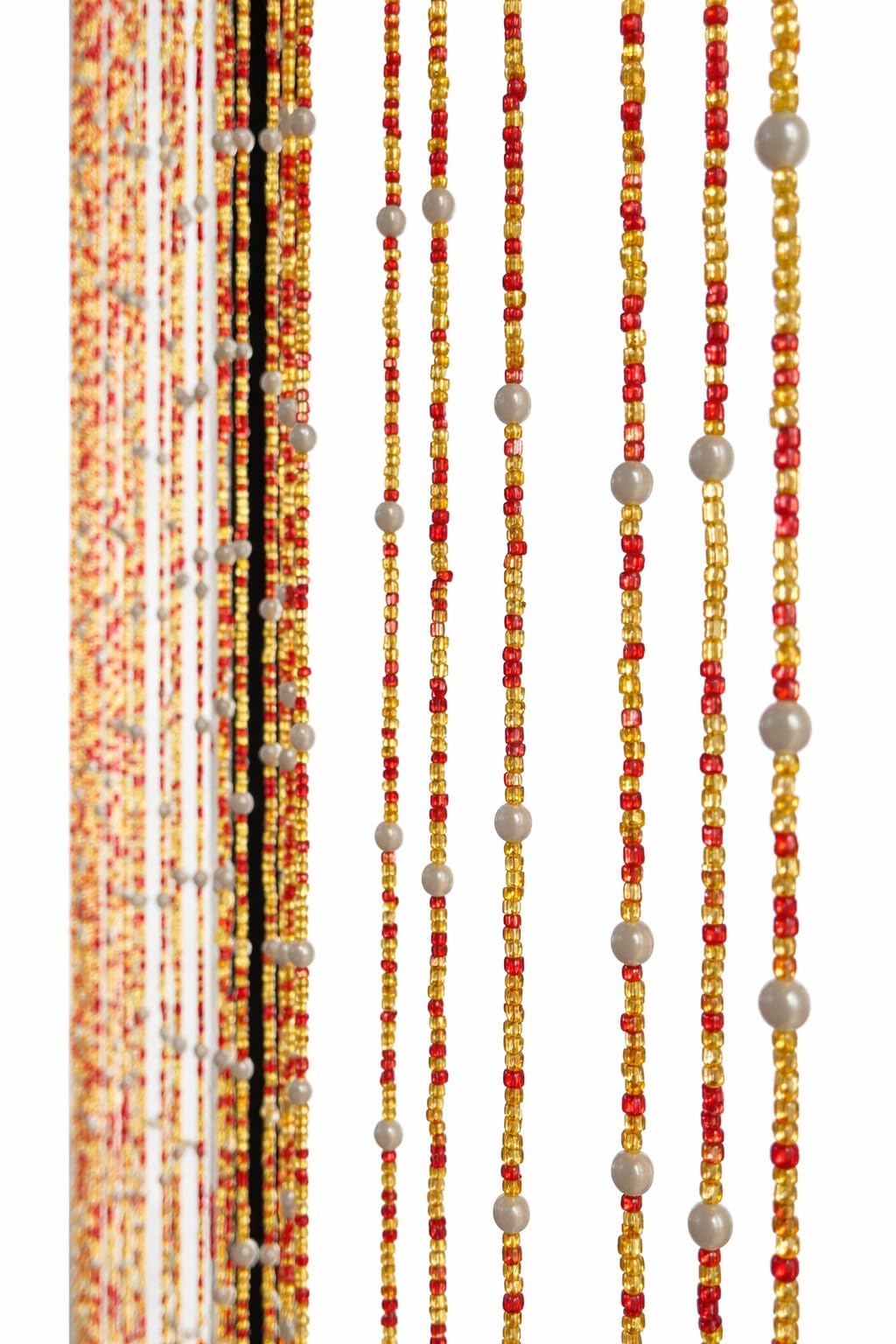 Mango Gifts Bohemian Hippy Beaded Curtain for Doorways Multicolor Glass Beads Strings 76" inch Length (25) (Yellow Red)