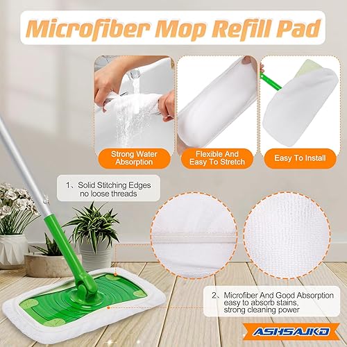 Miniatura 3 de Ashsajkd Almohadilla de limpieza de repuesto de fregona de fibra gruesa compatible con trapeadores húmedos Swiffer, tiene un fuerte poder de