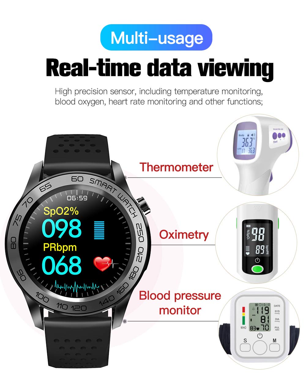 Inteligentny zegarek fitness tracker aktywności monitor pełny ekran dotykowy wodoodporne zegarki mężczyźni z pulsometrem snu monitor zdrowia sport krokomierz