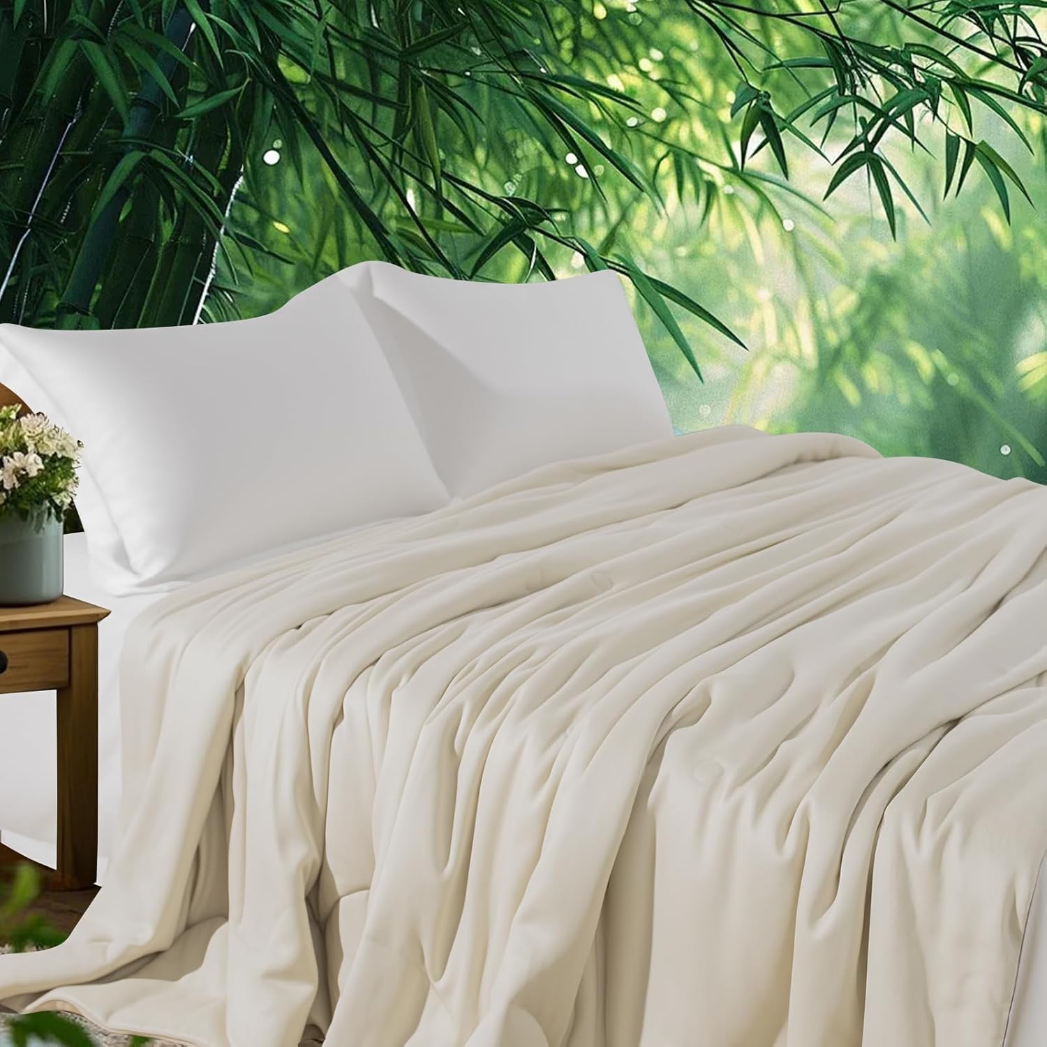 NEXHOME PRO 100% Viscose Derived from Bamboo Comforter King Size - Summer Cooling & Moisture-Wicking Bedding Blanket - All Season Lightweight Design - Natural Organic King Duvet Insert