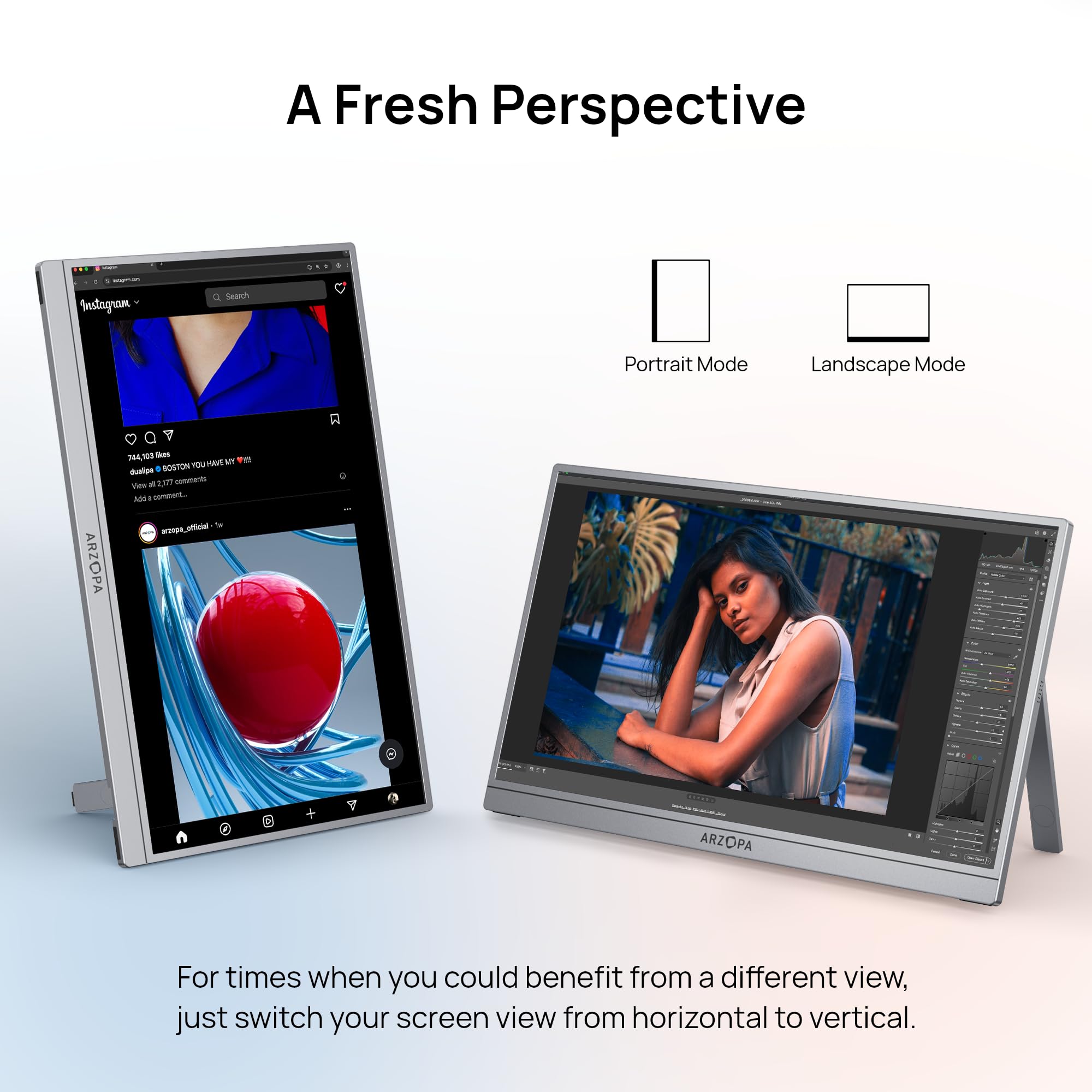 ARZOPA Portable Monitor, 15.6'' 1080P FHD Laptop Monitor USB C HDMI Computer Display HDR Eye Care External Screen w/Smart Cover for Mac Phone Xbox Switch PS5-S1 Table: 17.3" Z1C PLUS GRAY Gray