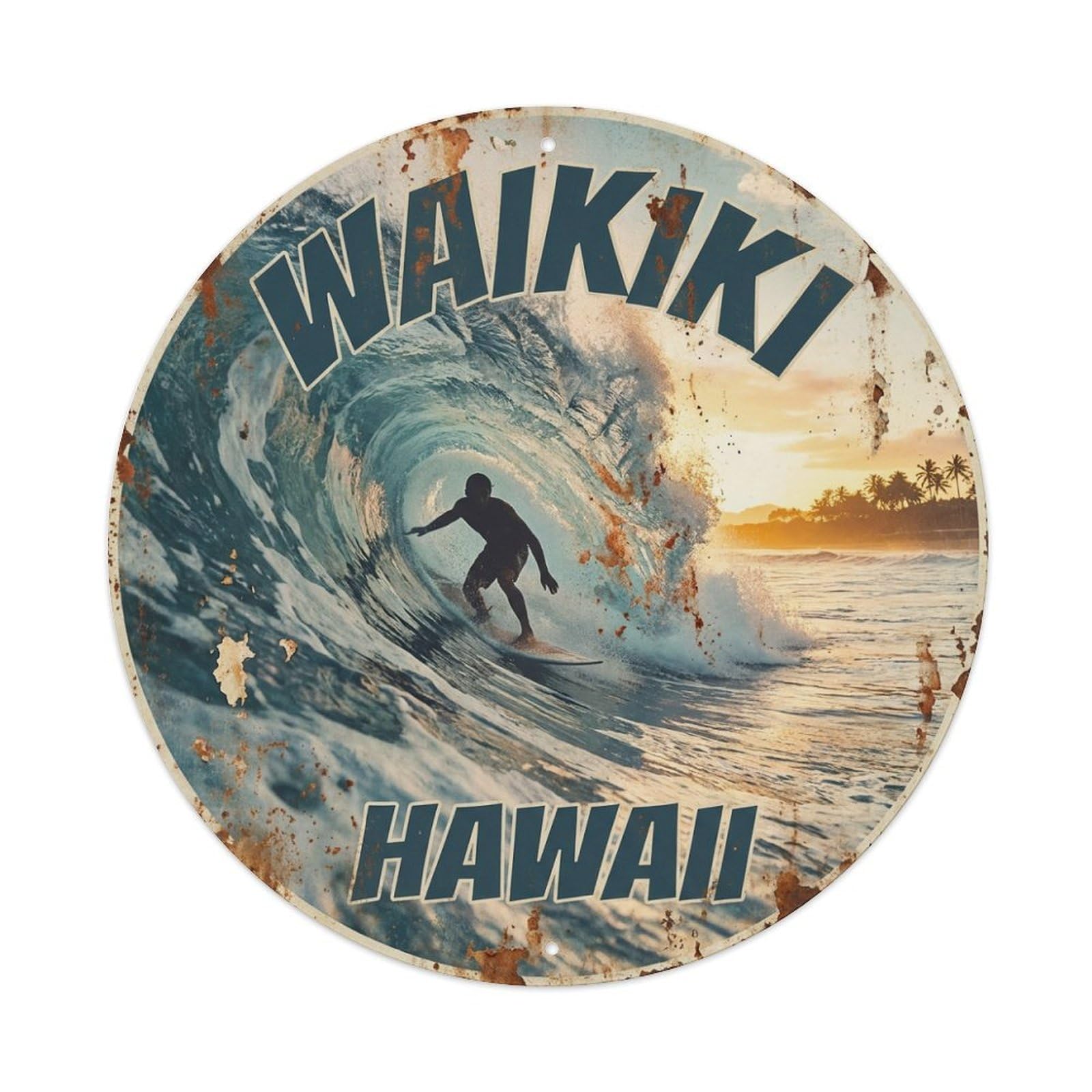 Vintage Travel Waikiki Hawaii Magnificence Metal Tin Sign