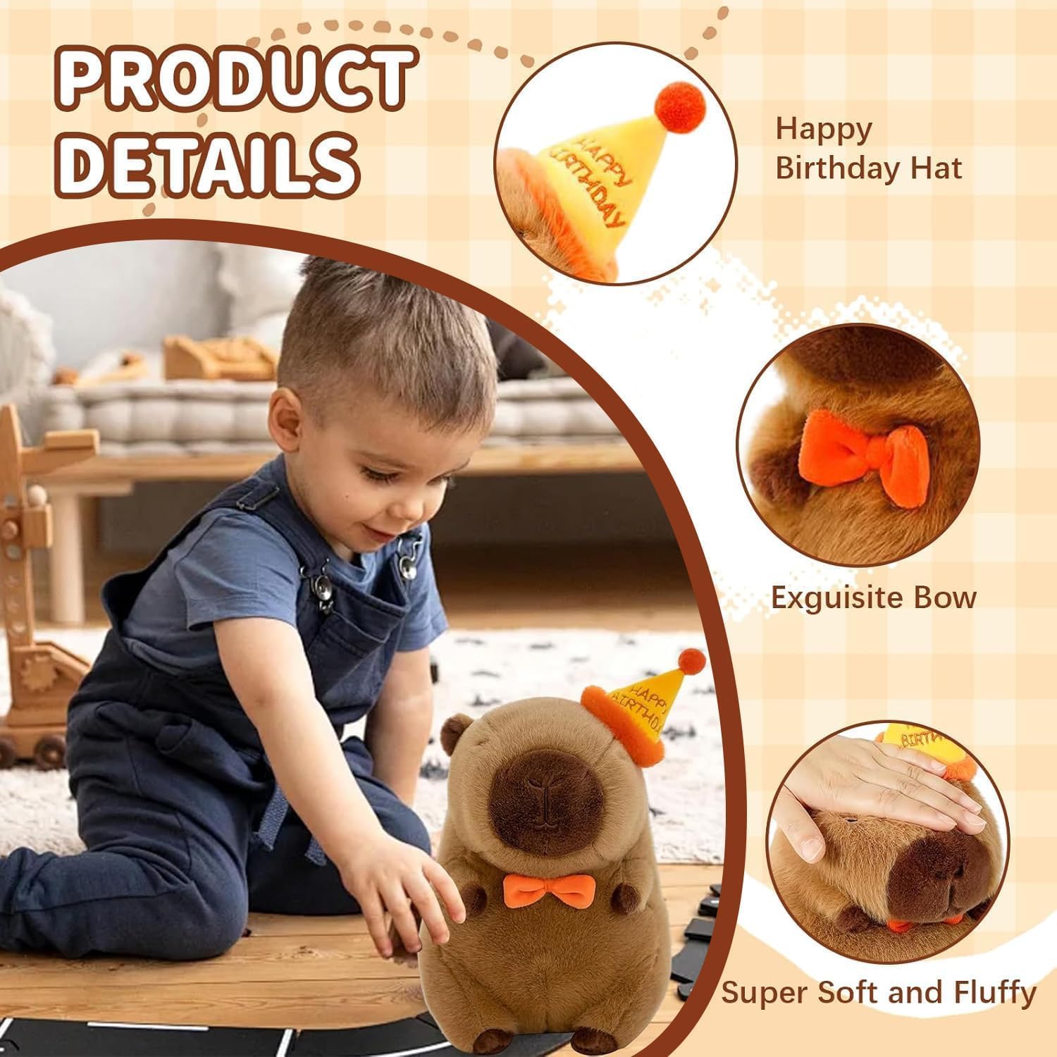JISRKP Capybara Teddy, Capybara Plush Toy Gift, Soft Stuffed Animal for Bedtime and Reading Cute Sofa Decoration and Travel Companion - Image 3