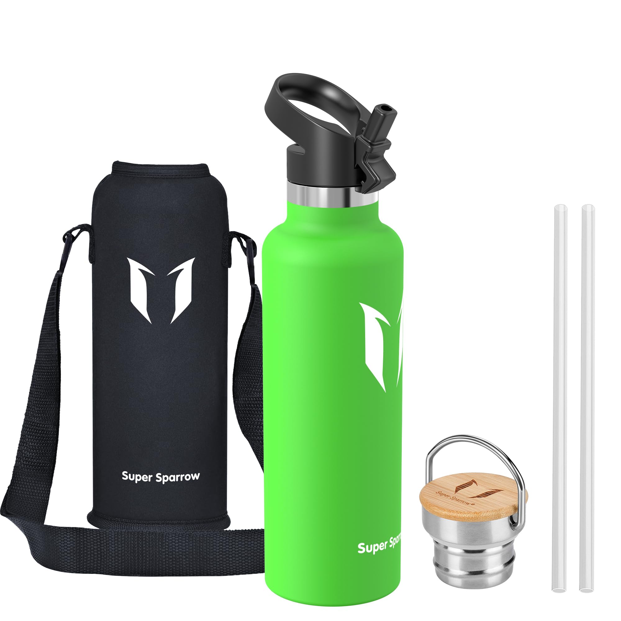 Super Sparrow Borraccia Termica - Bottiglia Termica Senza Perdite - 350ml/500ml/620ml/750ml/1L - Senza BPA Borracce Bambini - Per Scuola, Sport, Campeggio, Palestra, Ciclismo - Con 2 Tappi