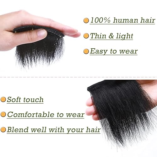 Miniatura 3 de SEGO Extensiones de cabello humano Remy con clip, 2 clips, horquilla invisible sin costuras para mujeres con cabello adelgazante que añade volumen,