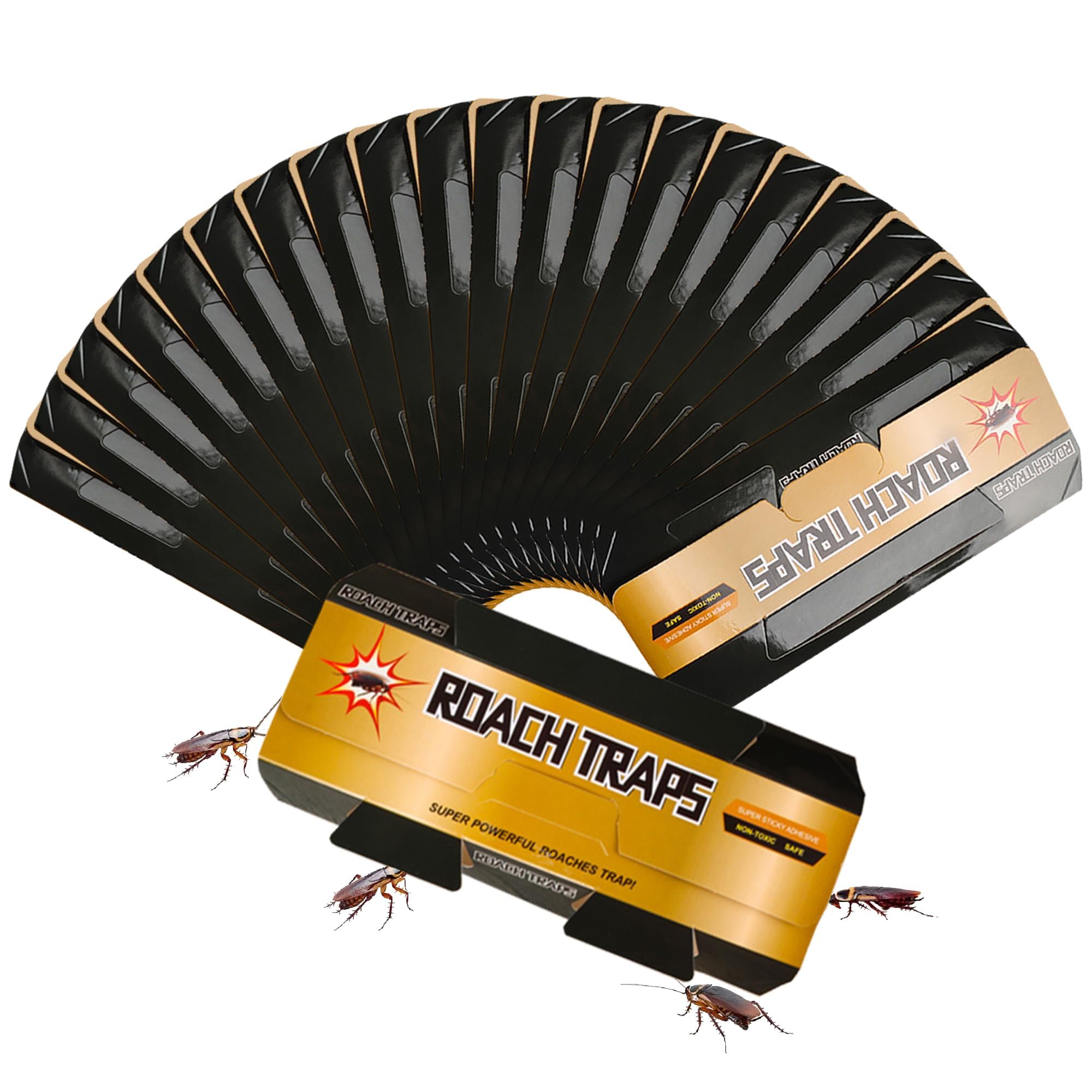 NALACAL Roach Trap, Sticky Glue Traps, for Cockroach and Bugs, Long Lasting and Strong Sticky Cockroach Catcher, Non-Toxic, No Extra Bait, No Need to Chase a Cockroach with Your Shoe at Hand (20 Pack)