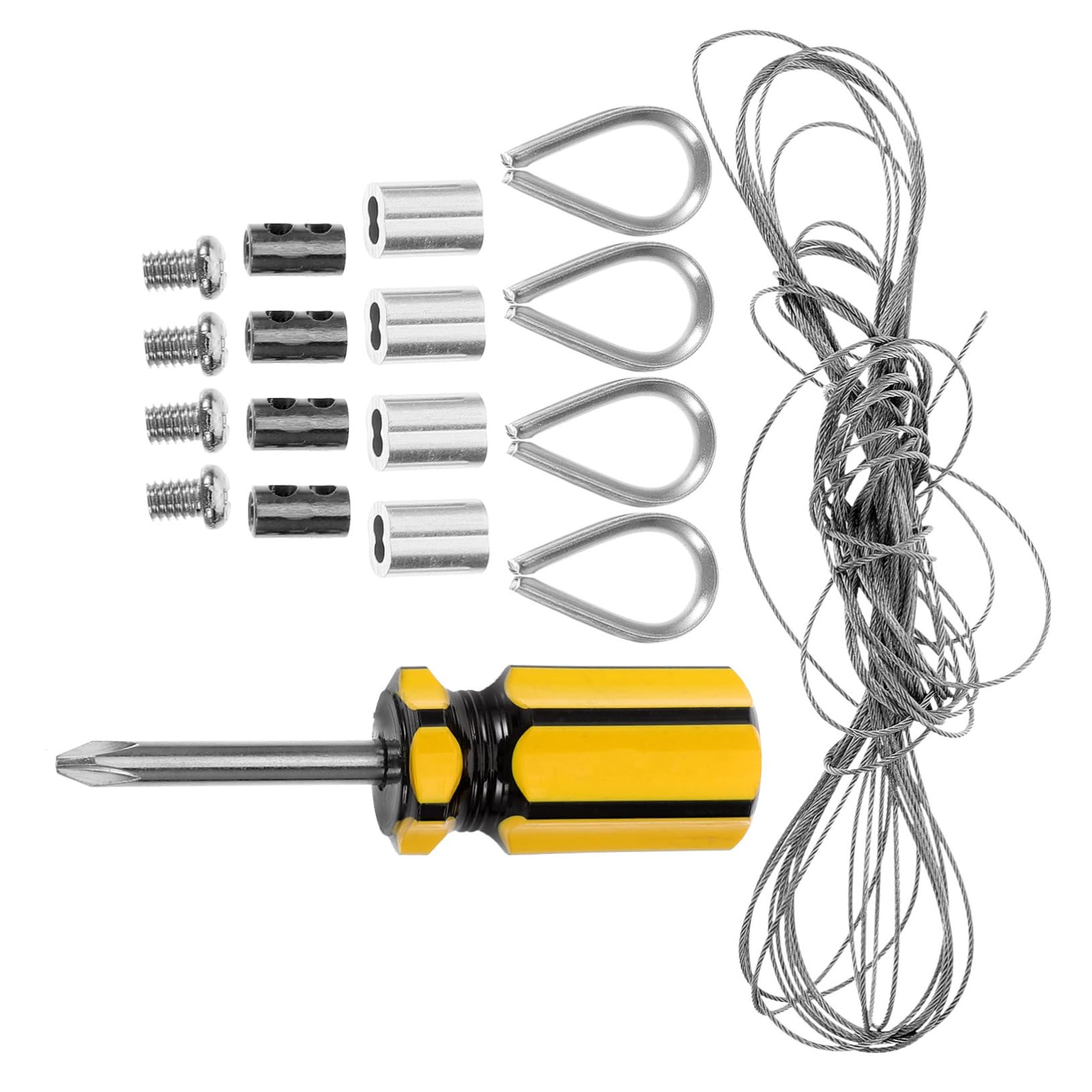 Mikikit 1 Set Wire Rope Cable Stainless Steel Cable Fence Wire Cable Kits Wire Rigging Stainless Steel Wire Rope Wire Rope Kit Rope Crimp Garden Cable Railing Kits Wire Rope Thimble