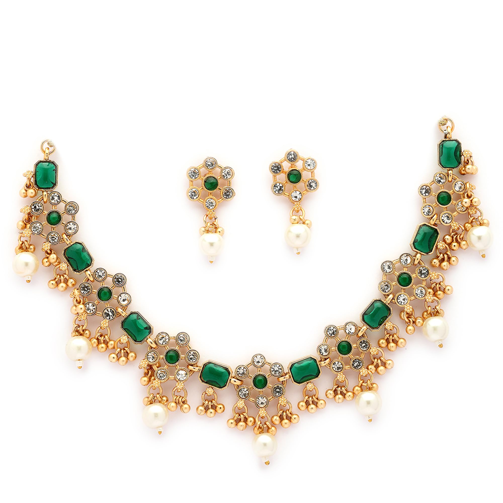 Necklace Set Gold Plated Traditional Stylish JewellerySet With Earrings Gift for Women & Girls-image-26