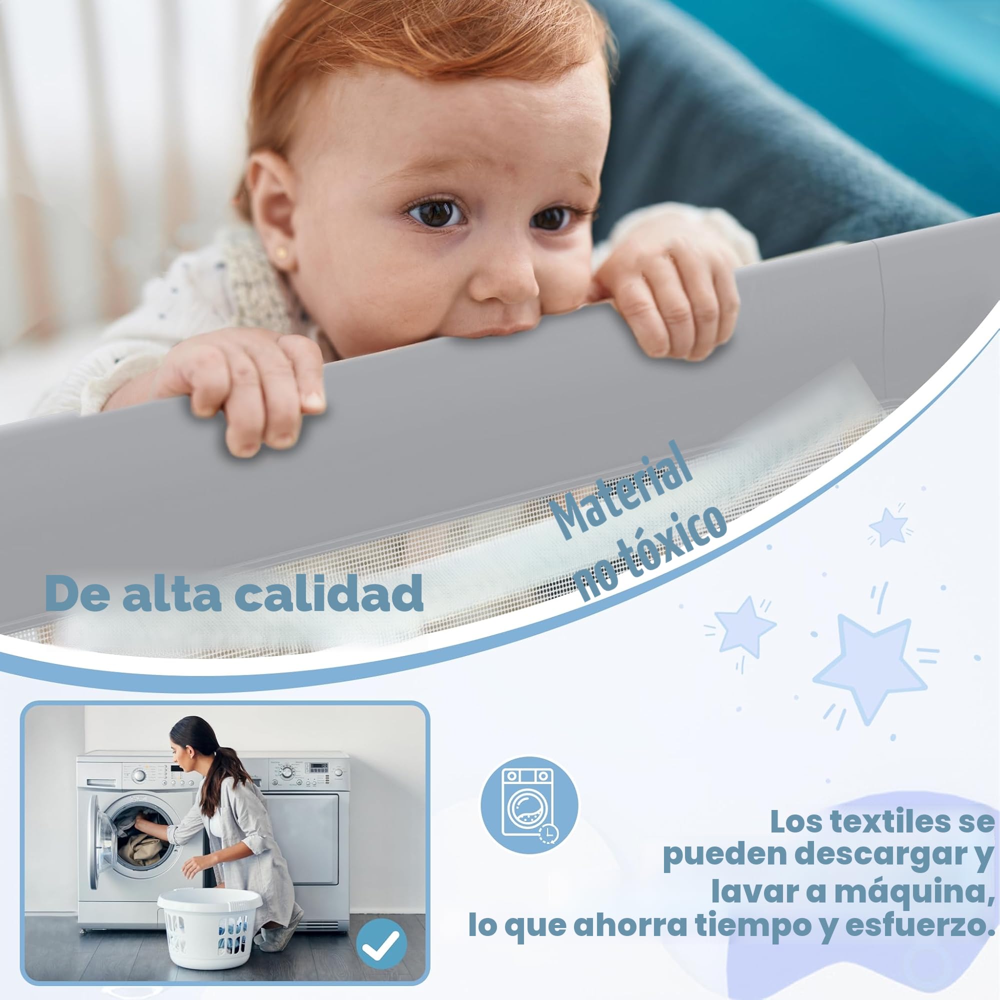 LZQ Barrera plegable para cama infantil, protección contra caídas, protección contra caídas, protección contra caídas, 150 cm