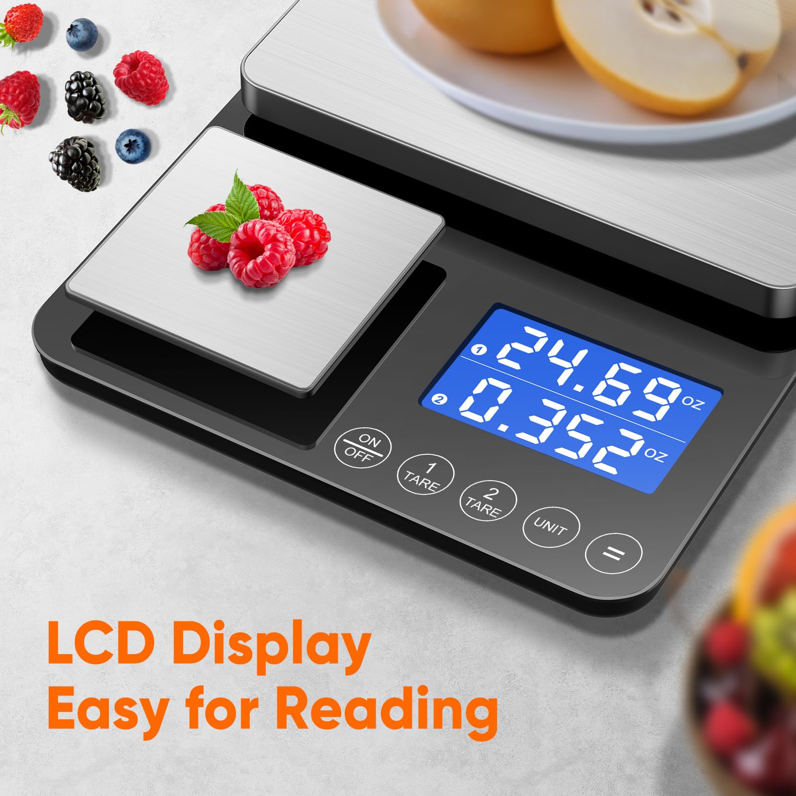 Bilancia da cucina digitale, con 2 piattaforme, 15 kg/1 g
